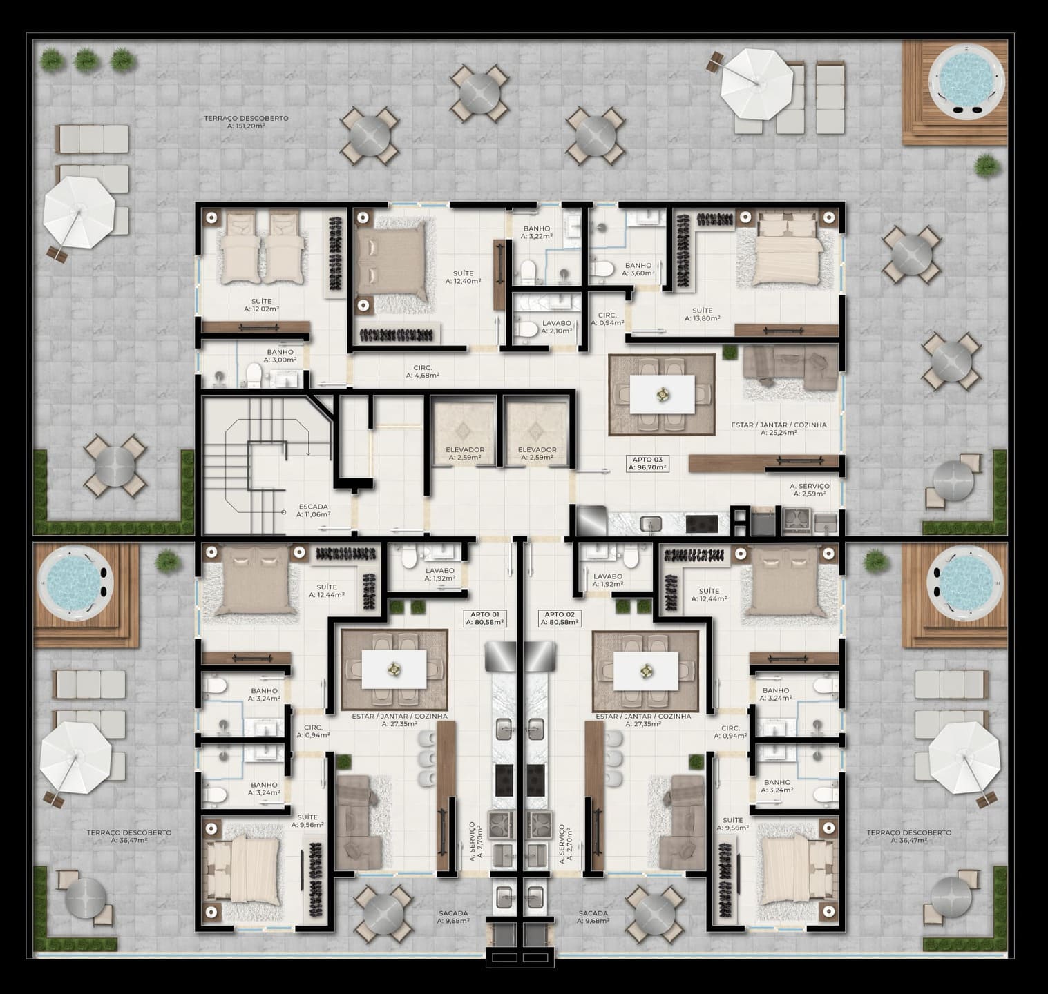 Planta 1 do Celebrare Residence em Porto Belo SC