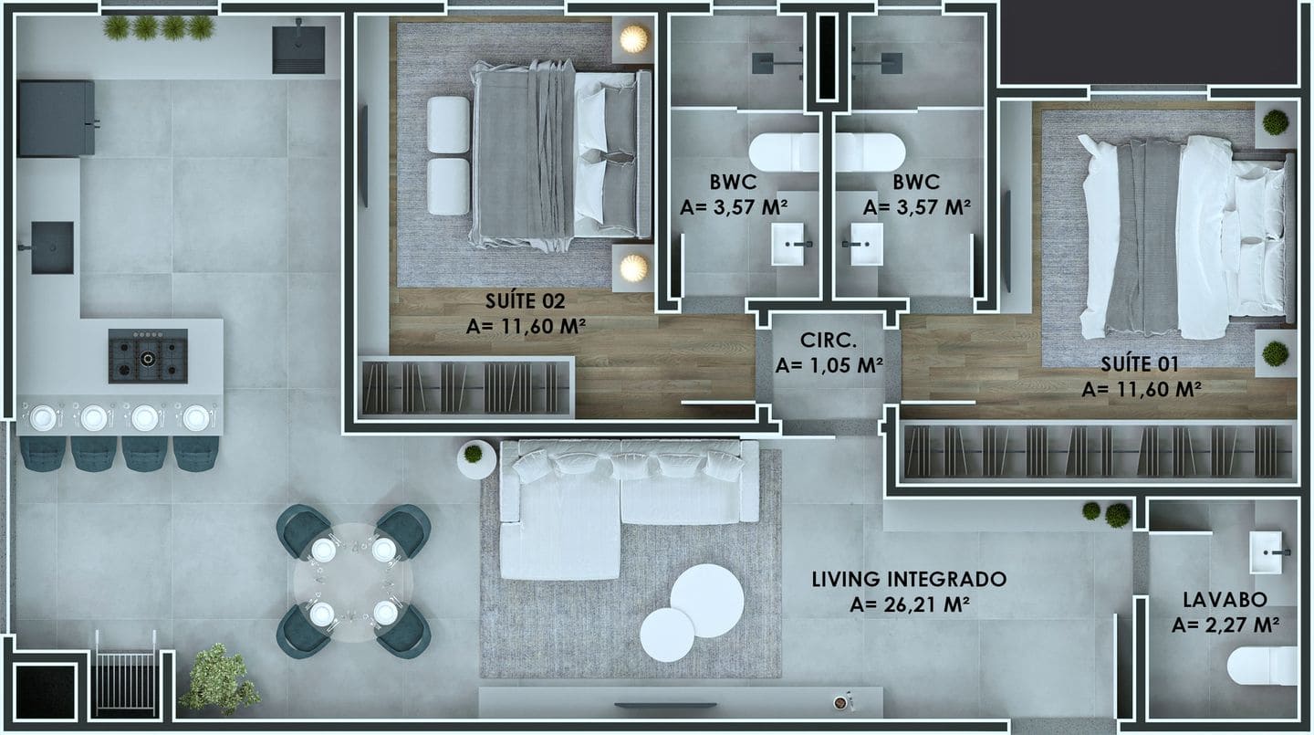 Planta 3 do Downtown Boulevard em Porto Belo SC