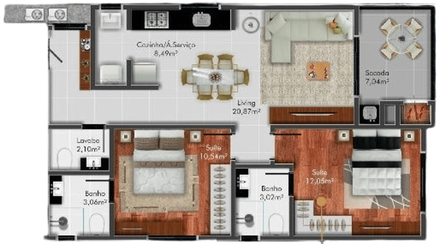 Planta 1 do Duo Residence em Porto Belo SC