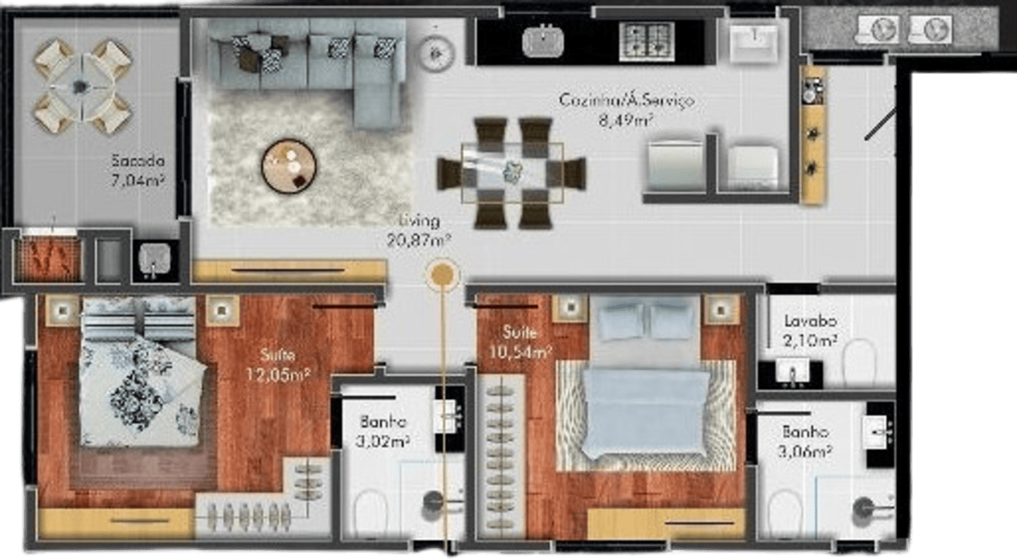 Planta 2 do Duo Residence em Porto Belo SC