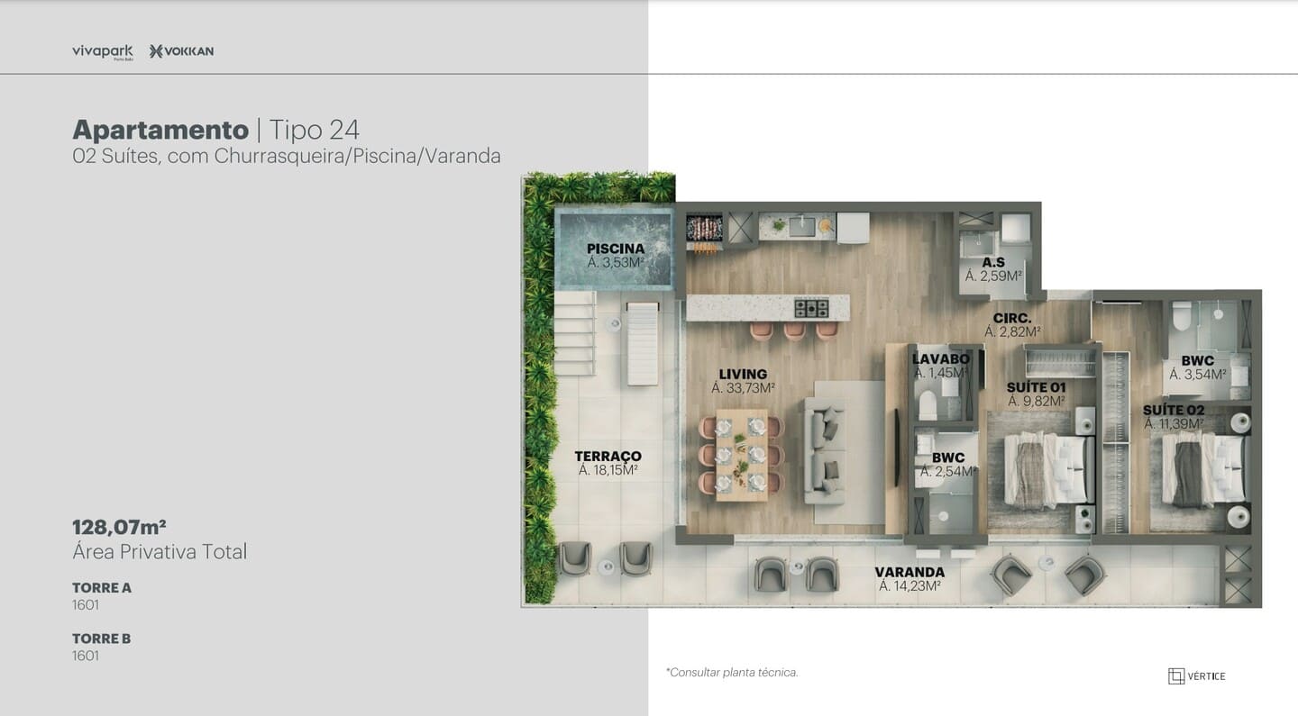 Area de lazer 56 do Edifício Vértice Vivapark em Porto Belo SC