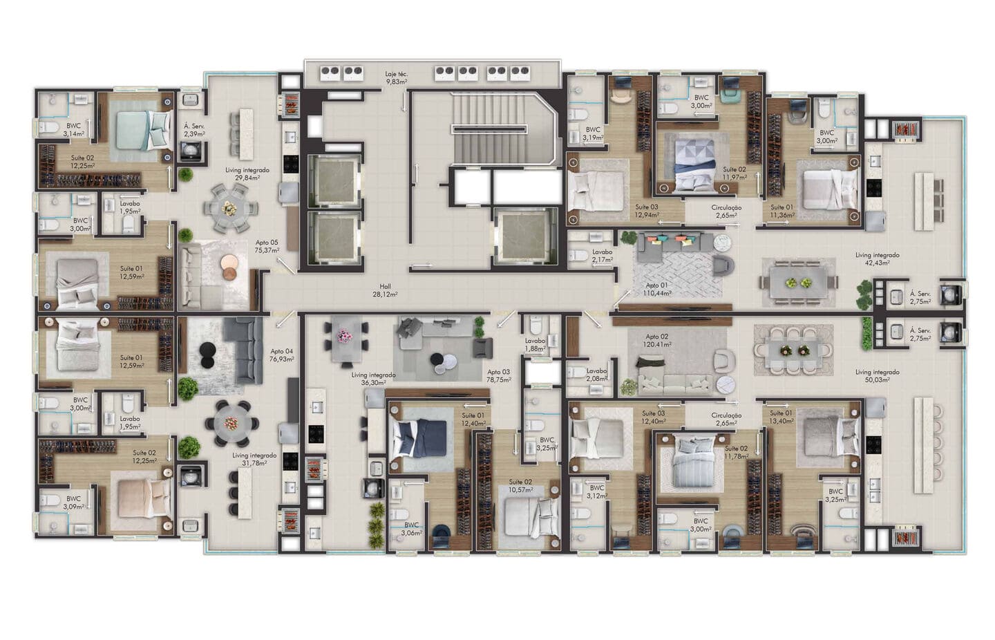 Planta 1 do El Chai Residence em Porto Belo SC