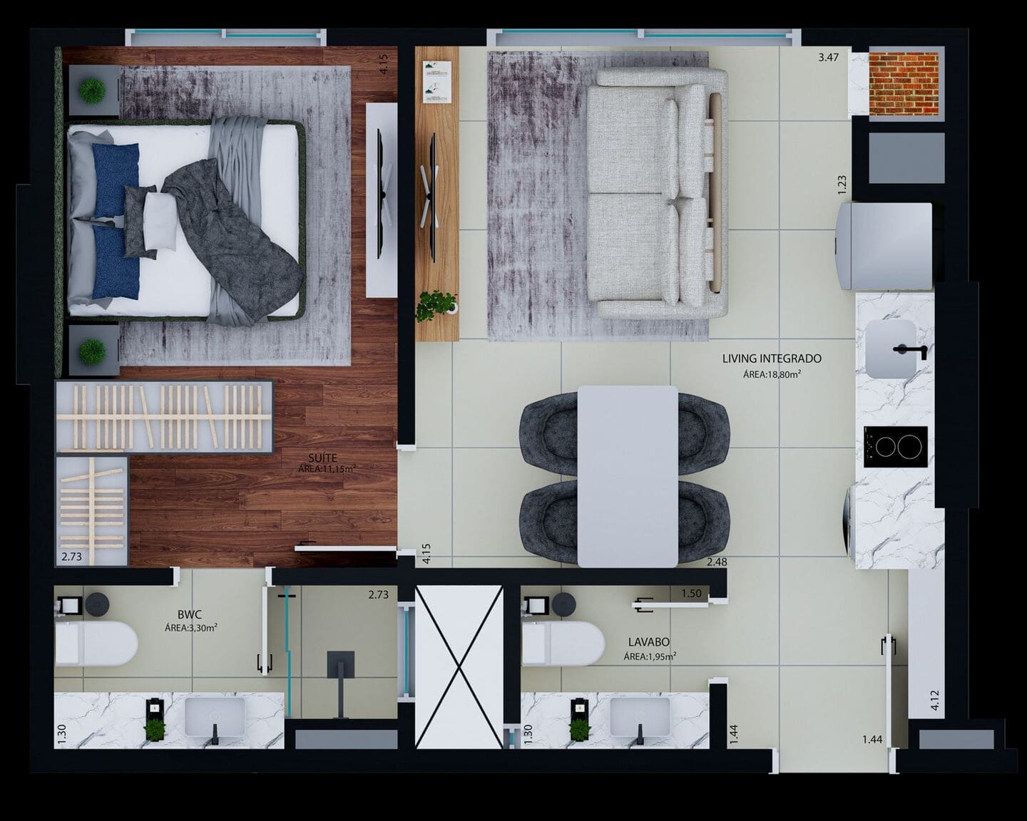 Planta 1 do Gibraltar Tower Residence em Porto Belo SC