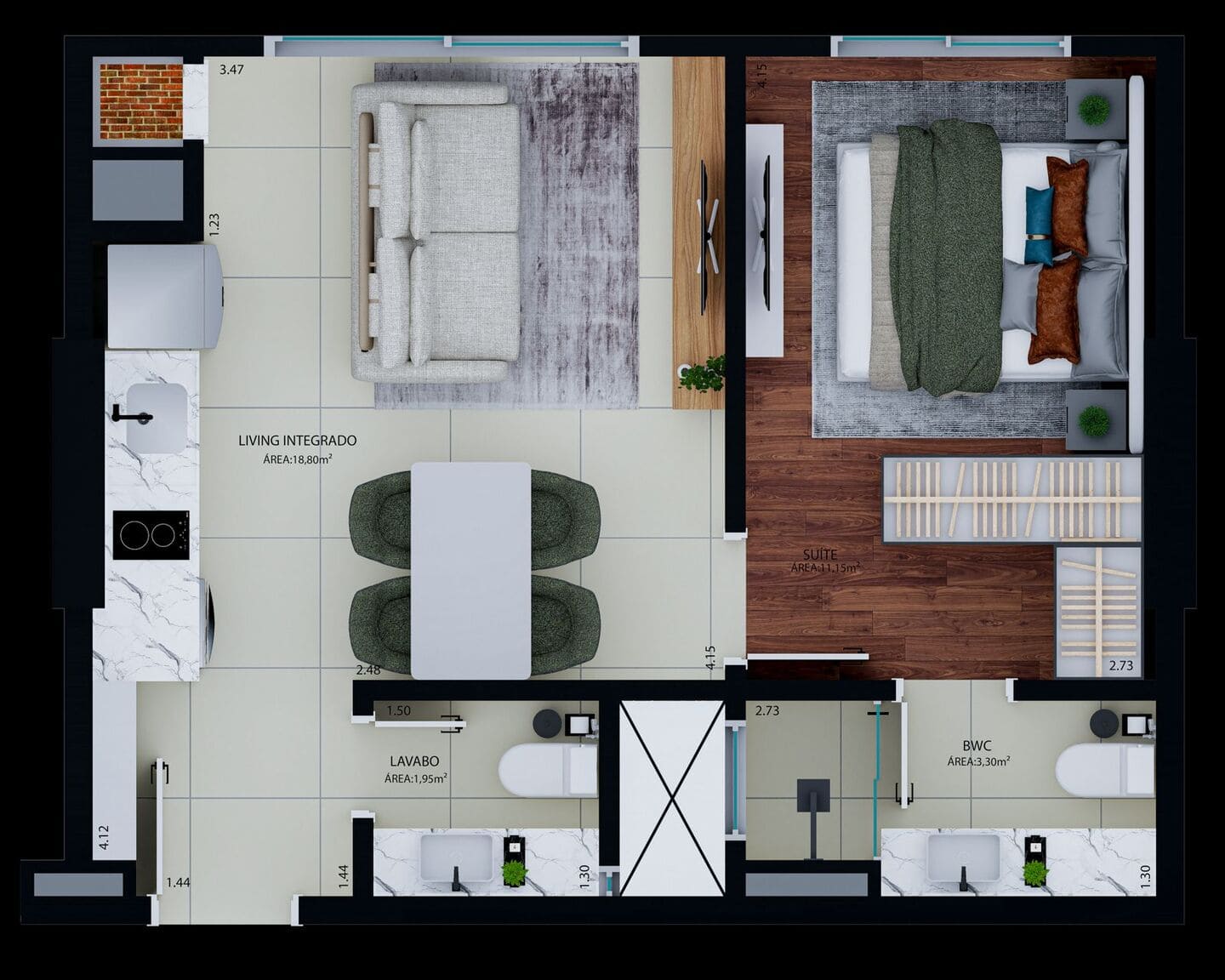 Planta 2 do Gibraltar Tower Residence em Porto Belo SC