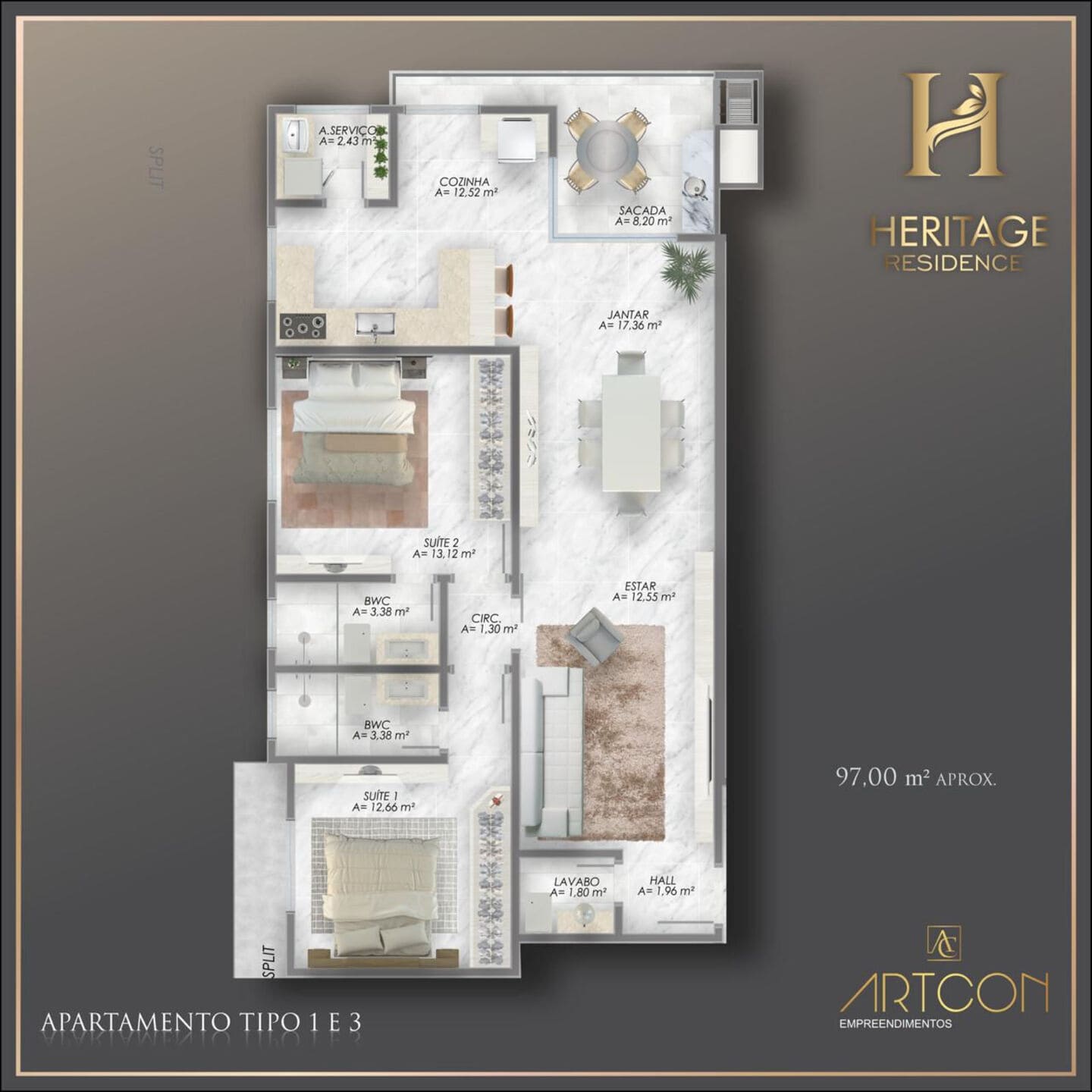 Planta 1 do Heritage Residence em Porto Belo SC