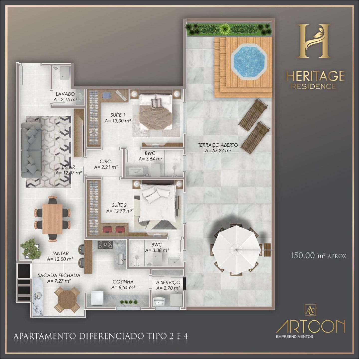 Planta 3 do Heritage Residence em Porto Belo SC