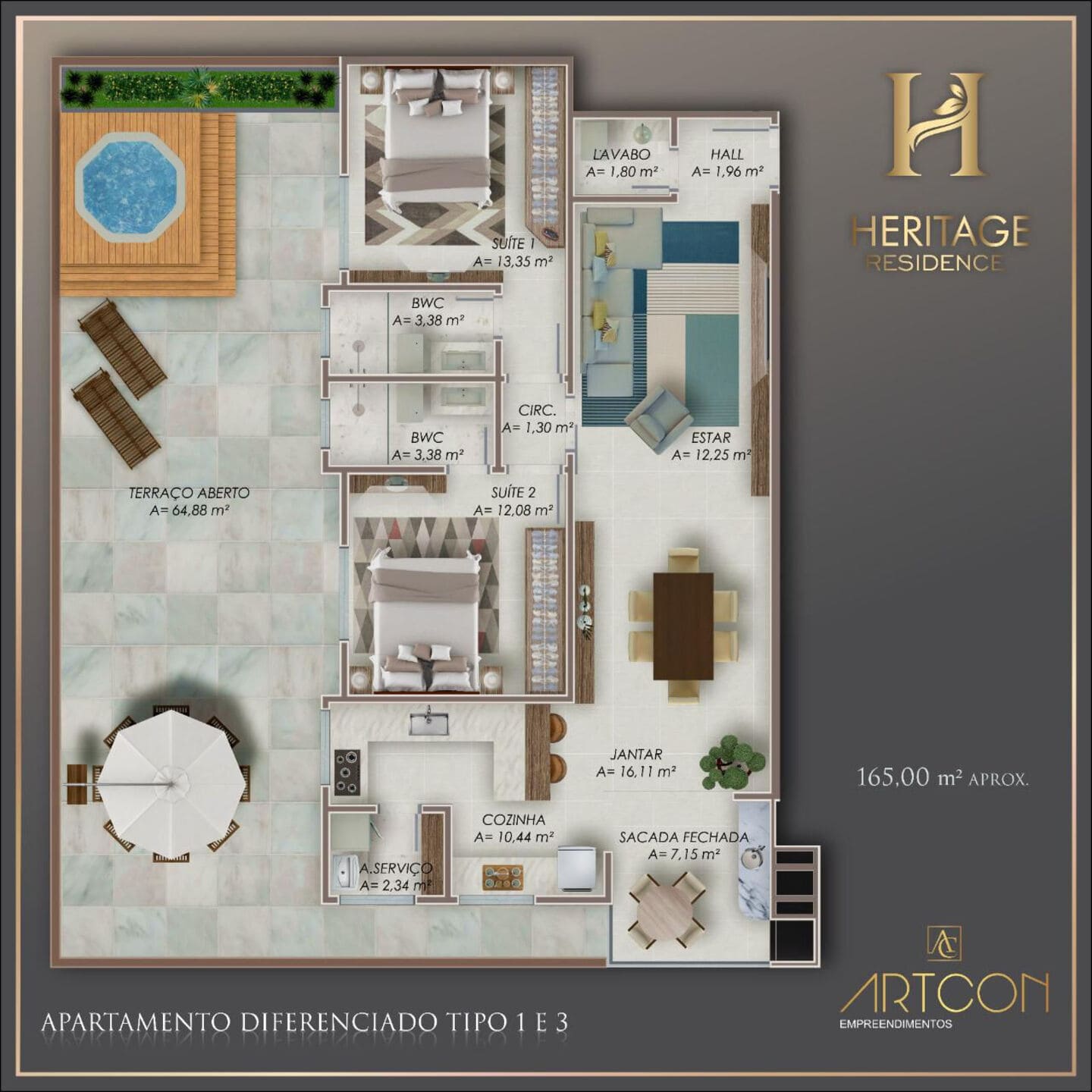 Planta 2 do Heritage Residence em Porto Belo SC