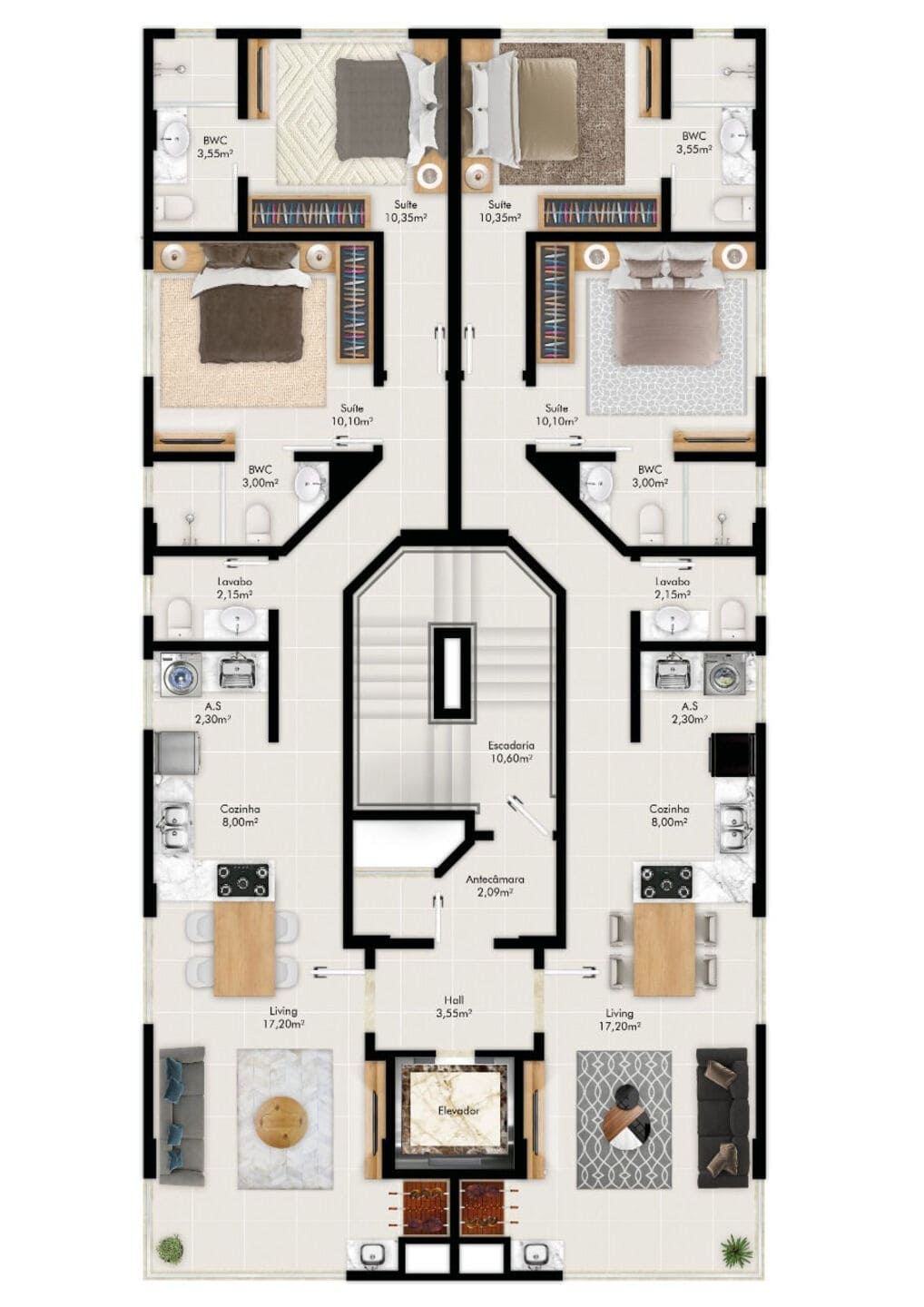 Planta 1 do Illuminé Residence em Porto Belo SC