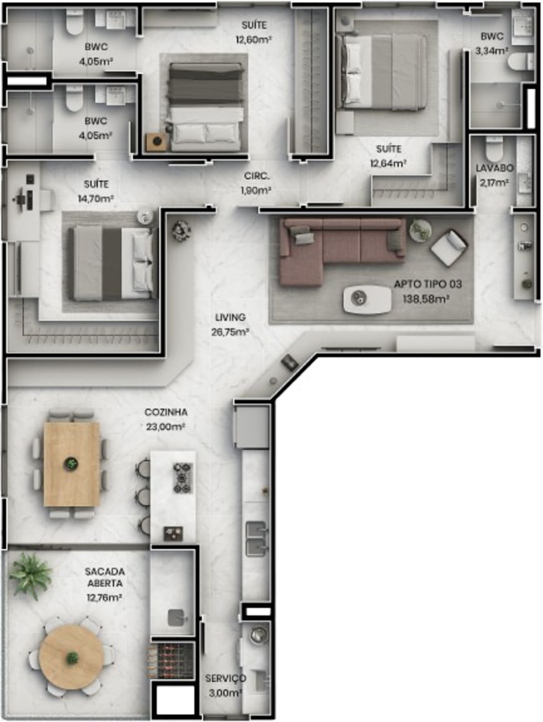 Planta 3 do Kensington Palace em Porto Belo SC