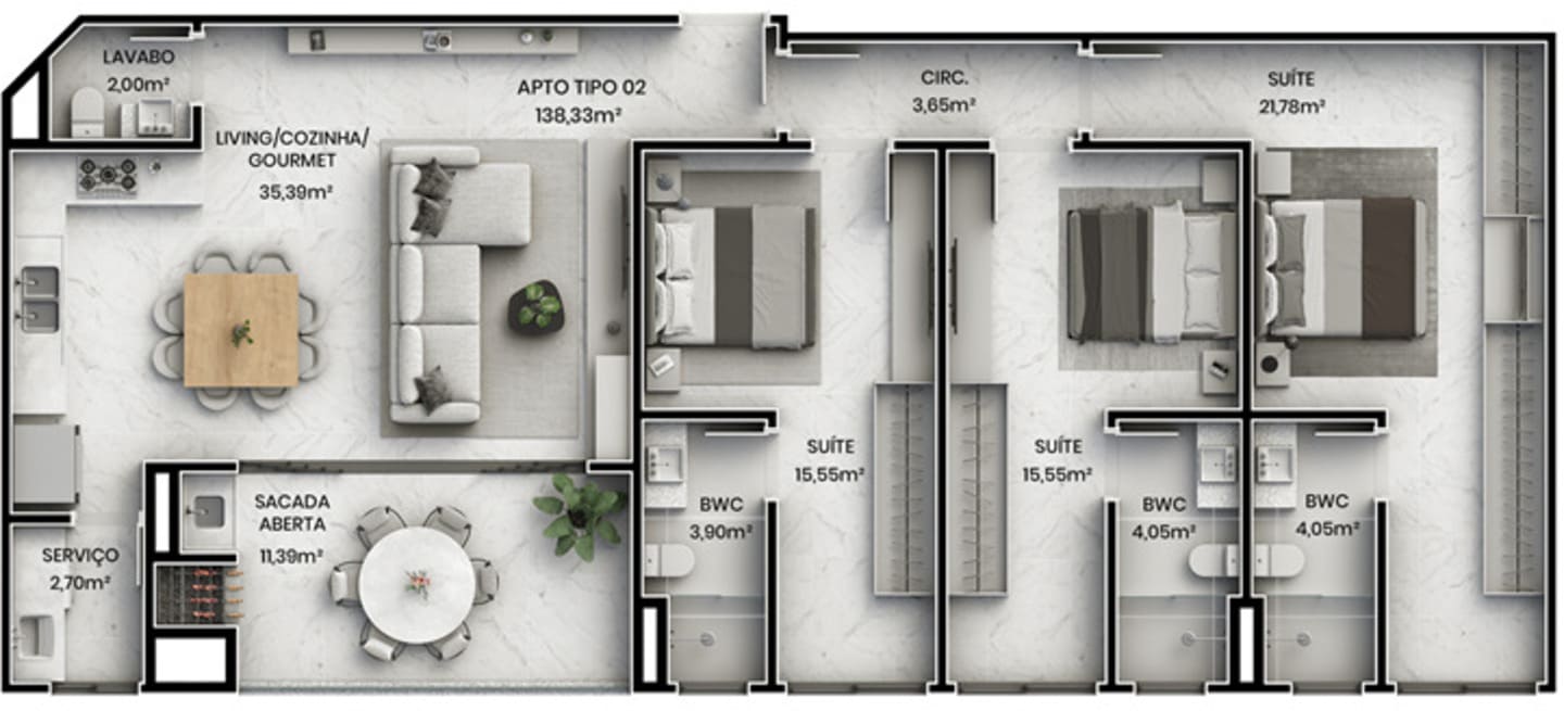 Planta 2 do Kensington Palace em Porto Belo SC