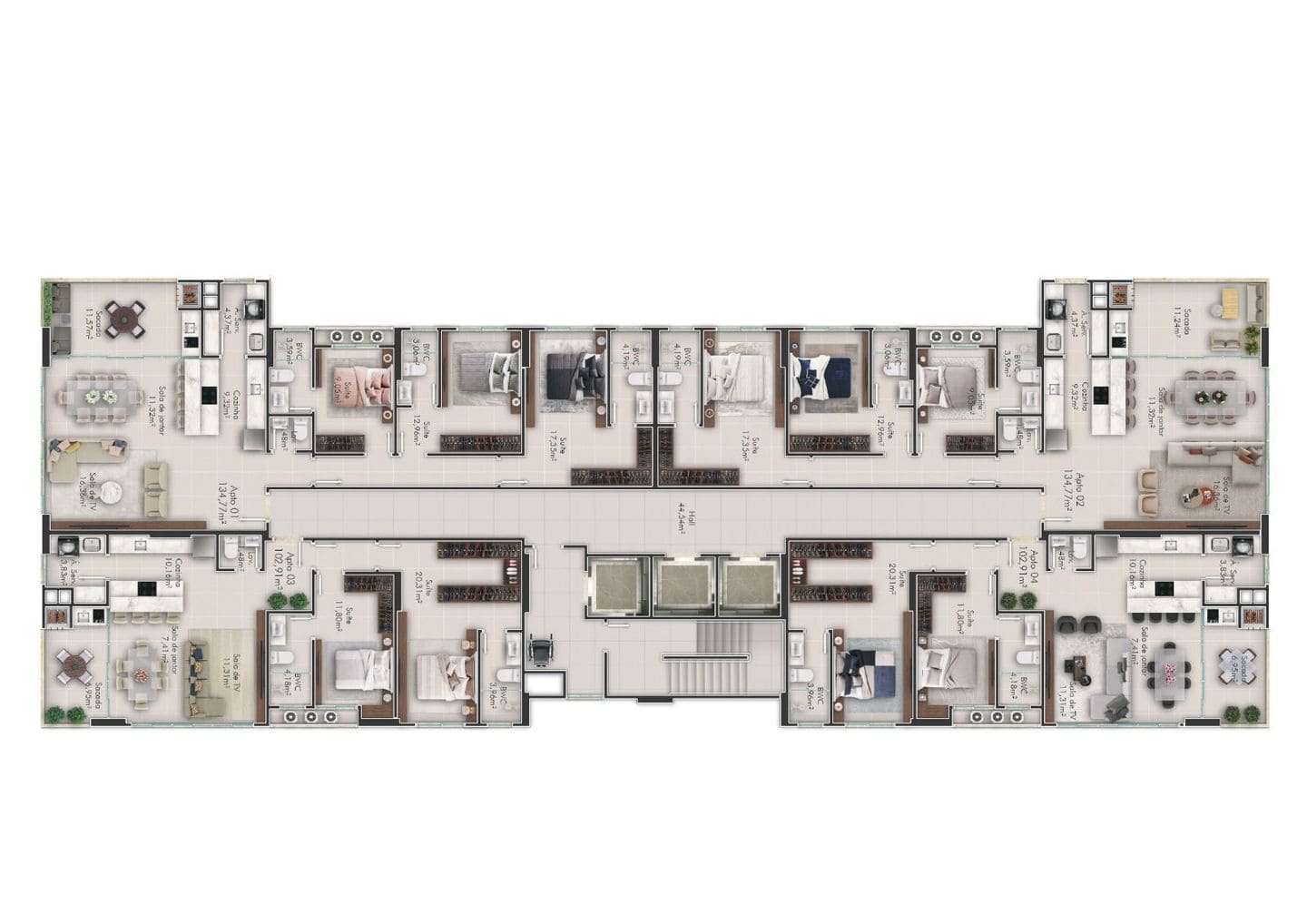 Render 10 do L’Essence Residence em Porto Belo SC