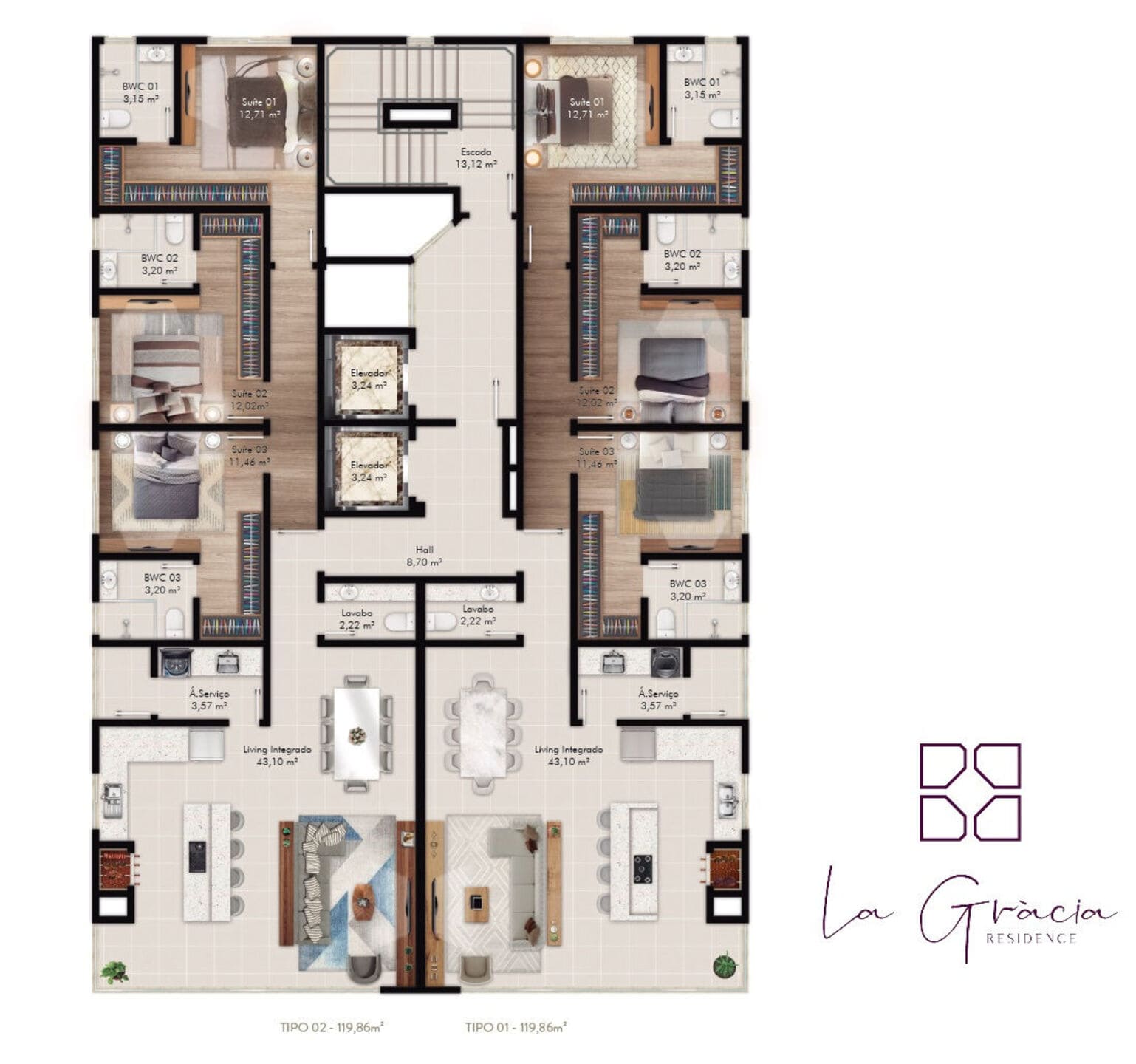 Planta 1 do La Gracia Residence em Porto Belo SC