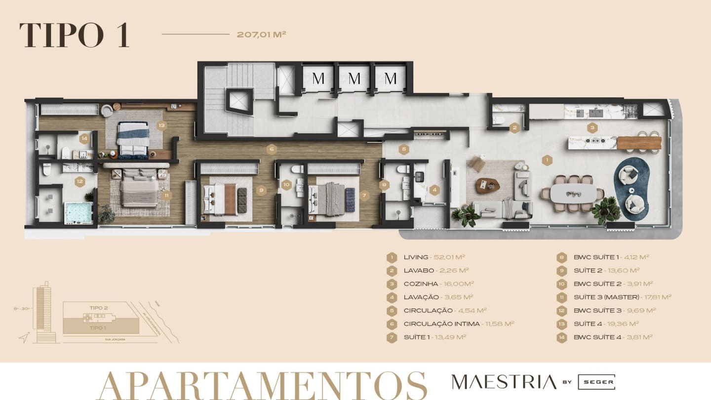 Planta 1 do Maestria By Seger em Porto Belo SC