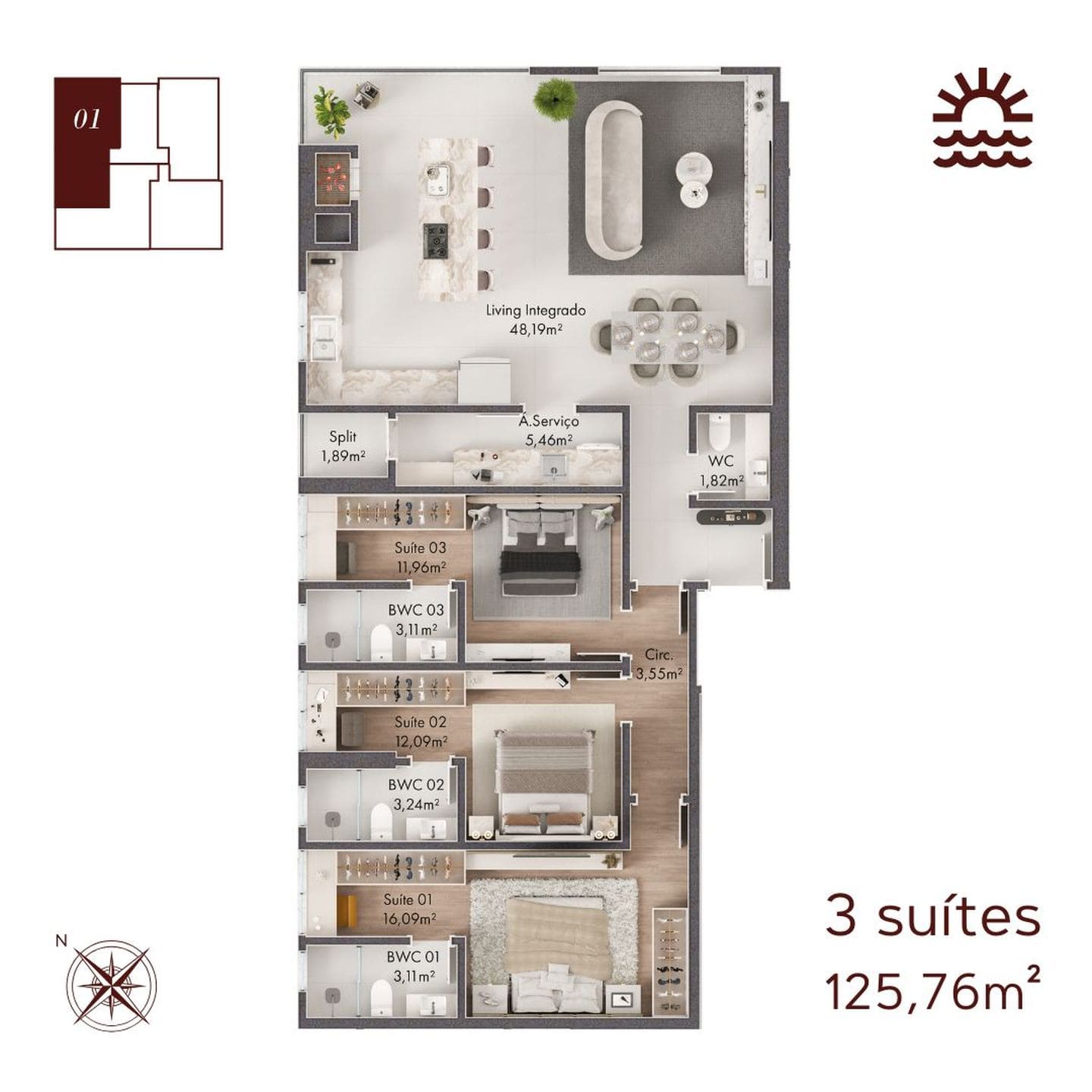 Planta 1 do Majestic View em Porto Belo SC