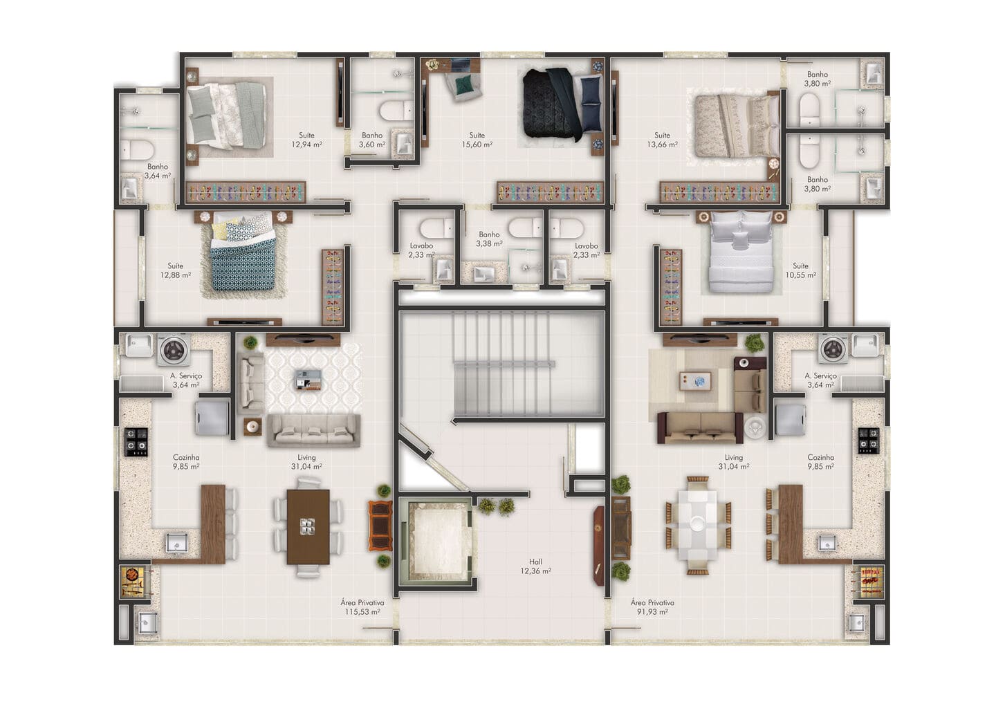 Planta 3 do Netuno Residence em Porto Belo SC