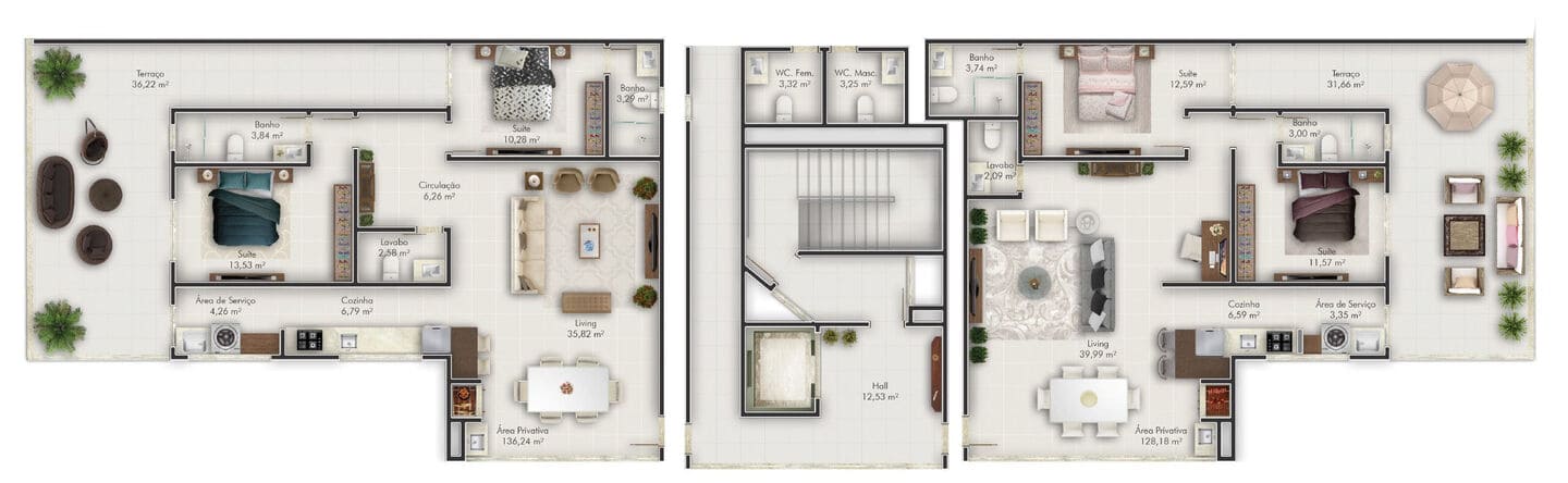 Planta 1 do Netuno Residence em Porto Belo SC