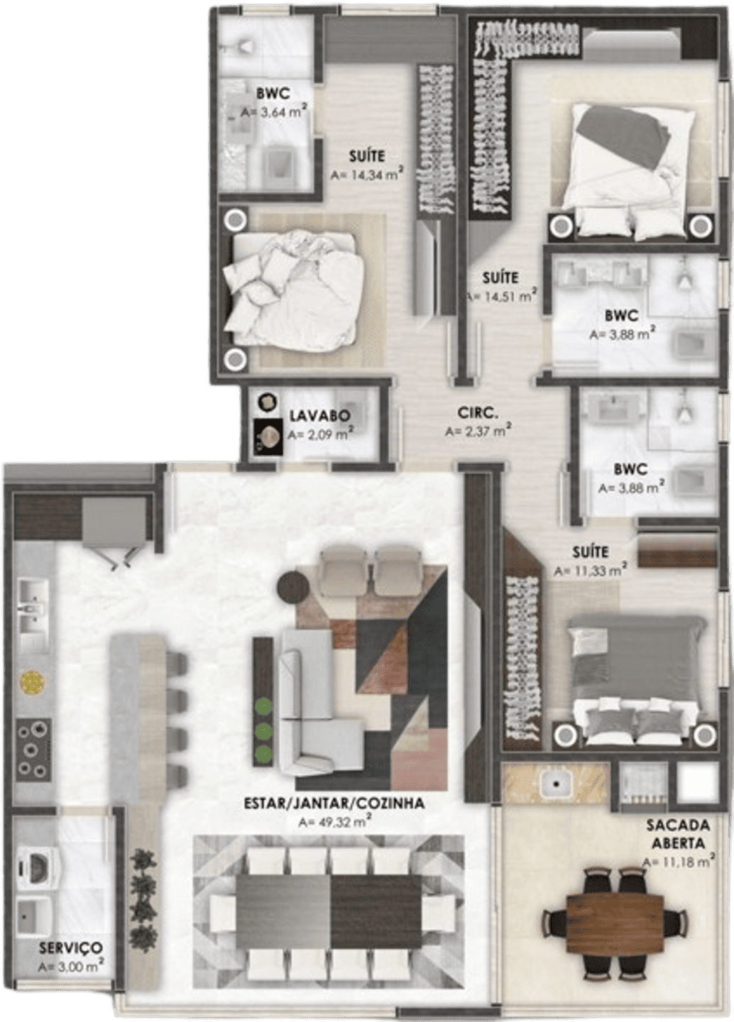Planta 2 do Península Residence em Porto Belo SC