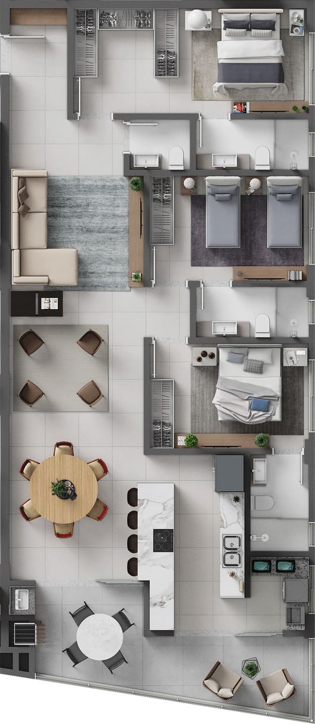 Planta 3 do Porto Bello Home Club Torre B em Porto Belo SC
