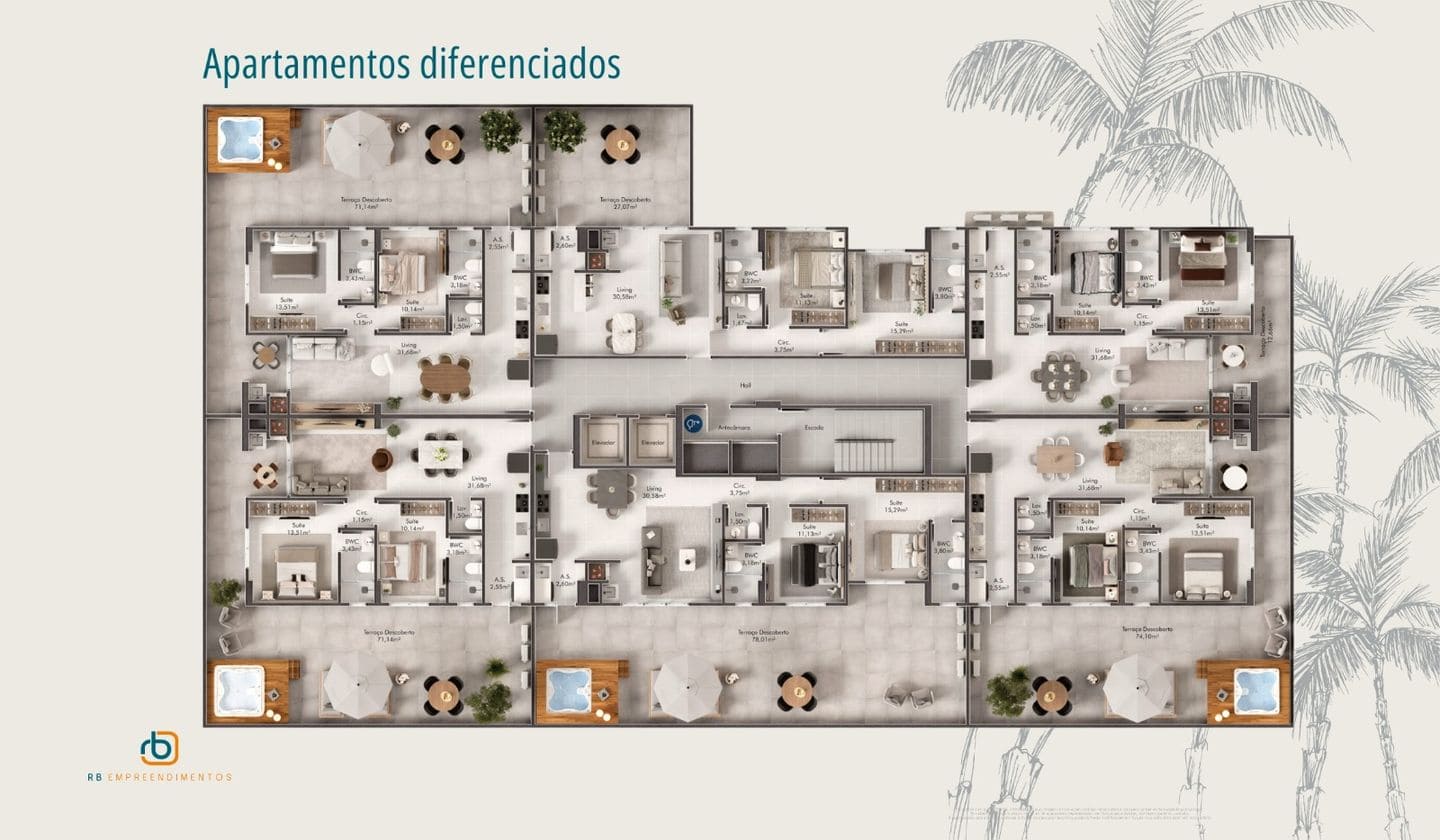 Planta 2 do Porto Frade Residence em Porto Belo SC