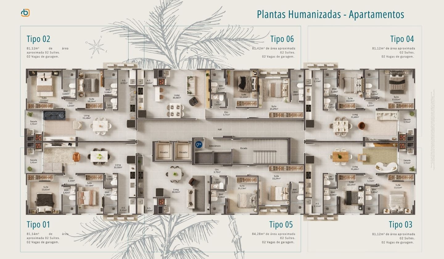 Planta 1 do Porto Frade Residence em Porto Belo SC