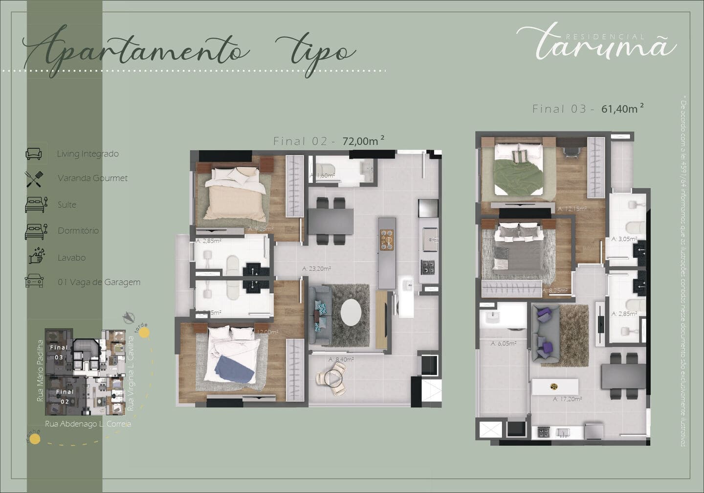 Planta 3 do Residencial Tarumã em Porto Belo SC
