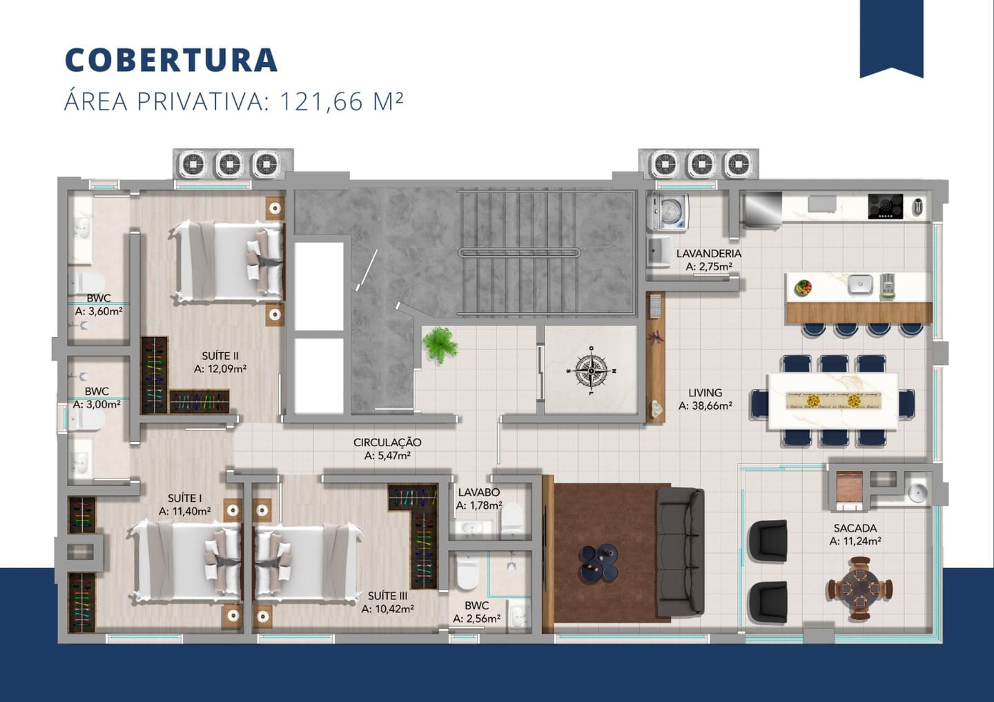 Planta 3 do Rivermouth Residence em Porto Belo SC