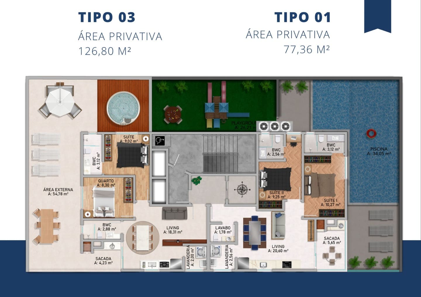 Planta 2 do Rivermouth Residence em Porto Belo SC