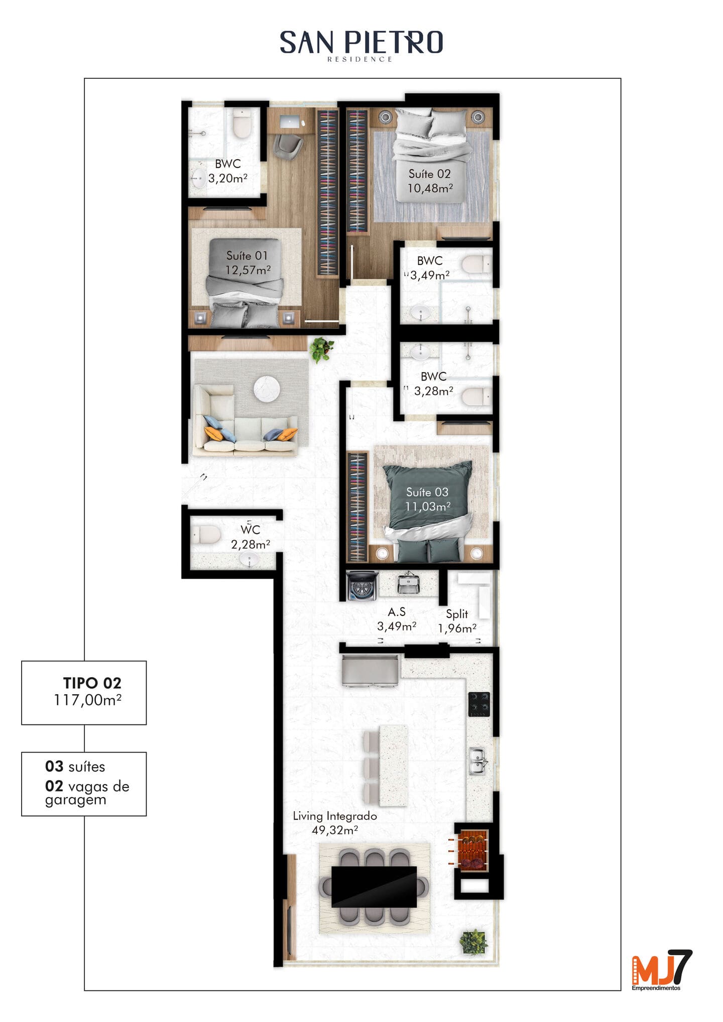 Render 3 do San Pietro Residence em Porto Belo SC