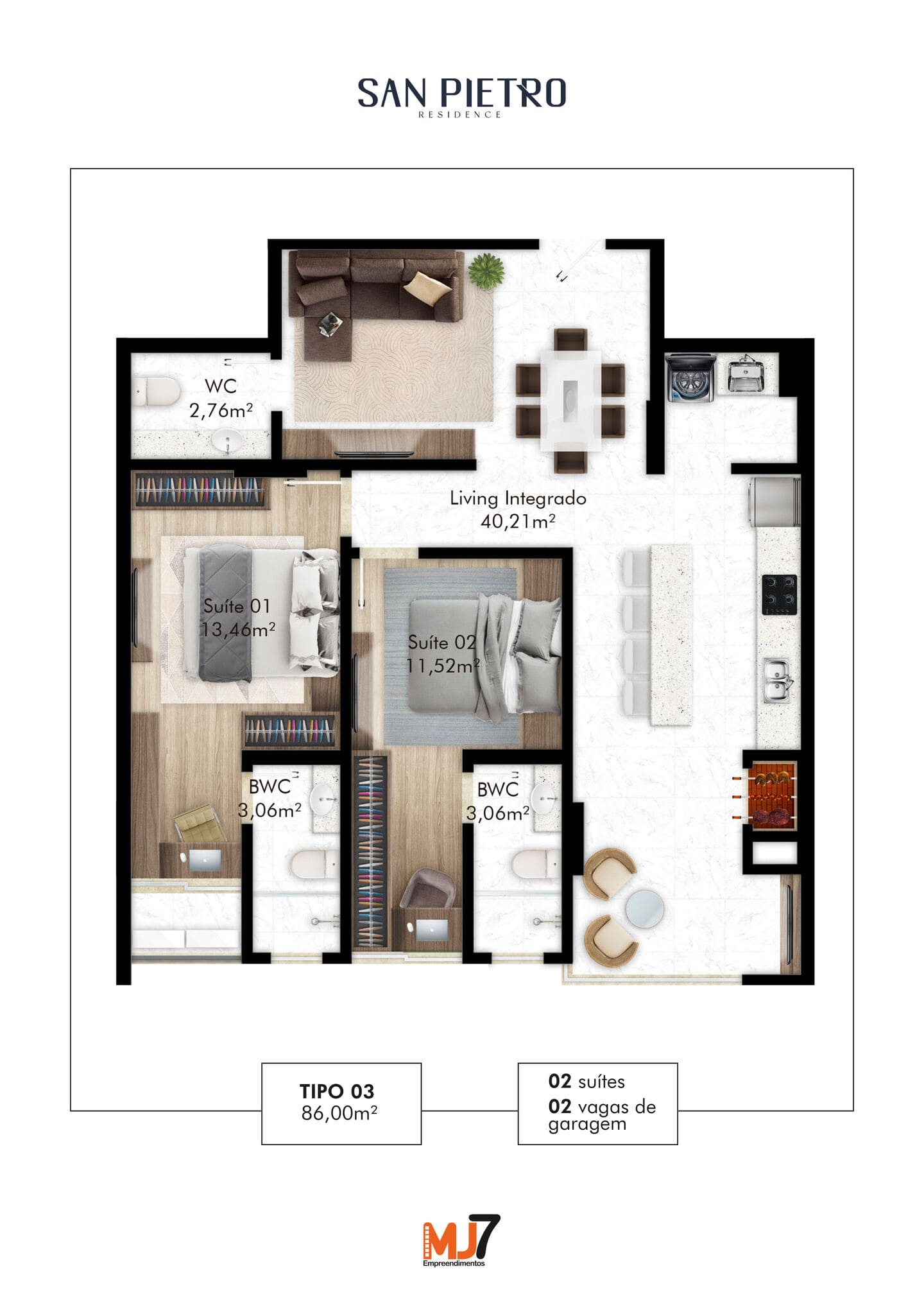 Render 12 do San Pietro Residence em Porto Belo SC