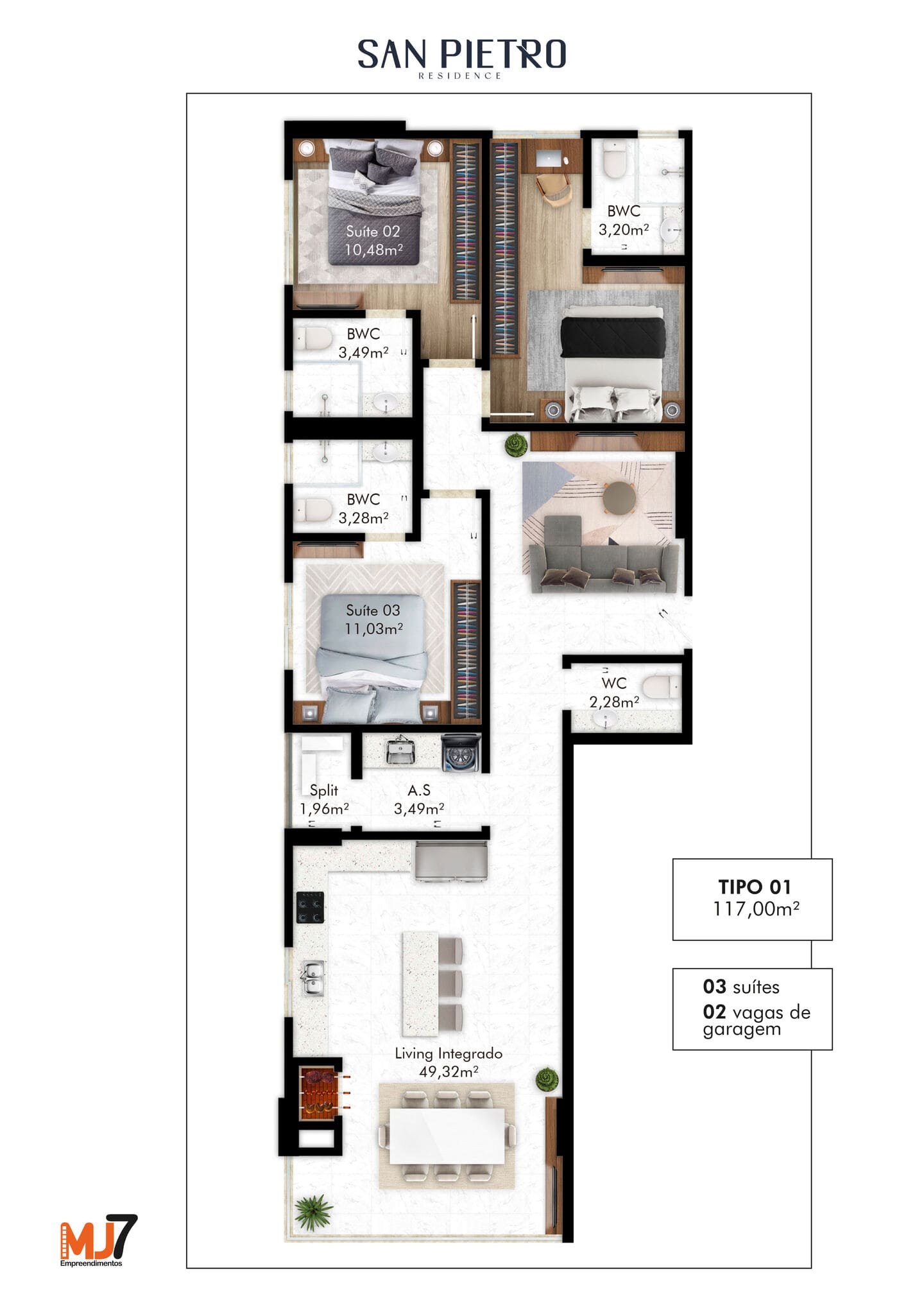Render 10 do San Pietro Residence em Porto Belo SC