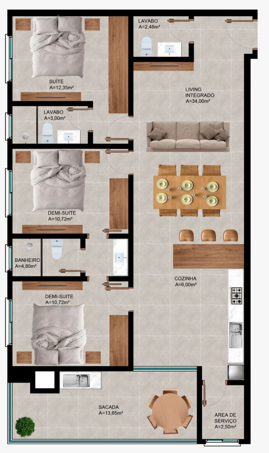 Planta 1 do Selectus Residence em Porto Belo SC