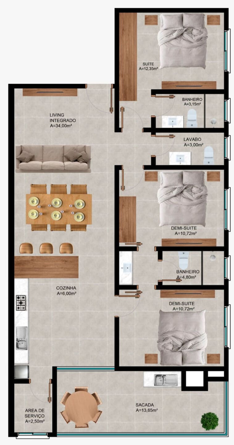 Planta 2 do Selectus Residence em Porto Belo SC