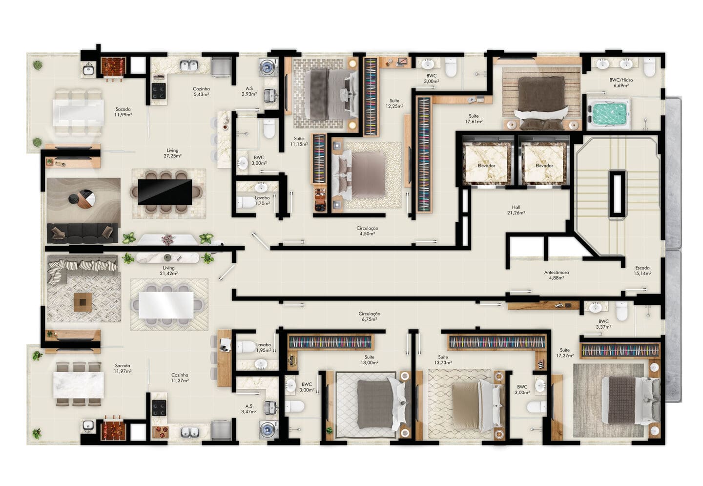 Planta 2 do Selent Sunrise Residence em Porto Belo SC