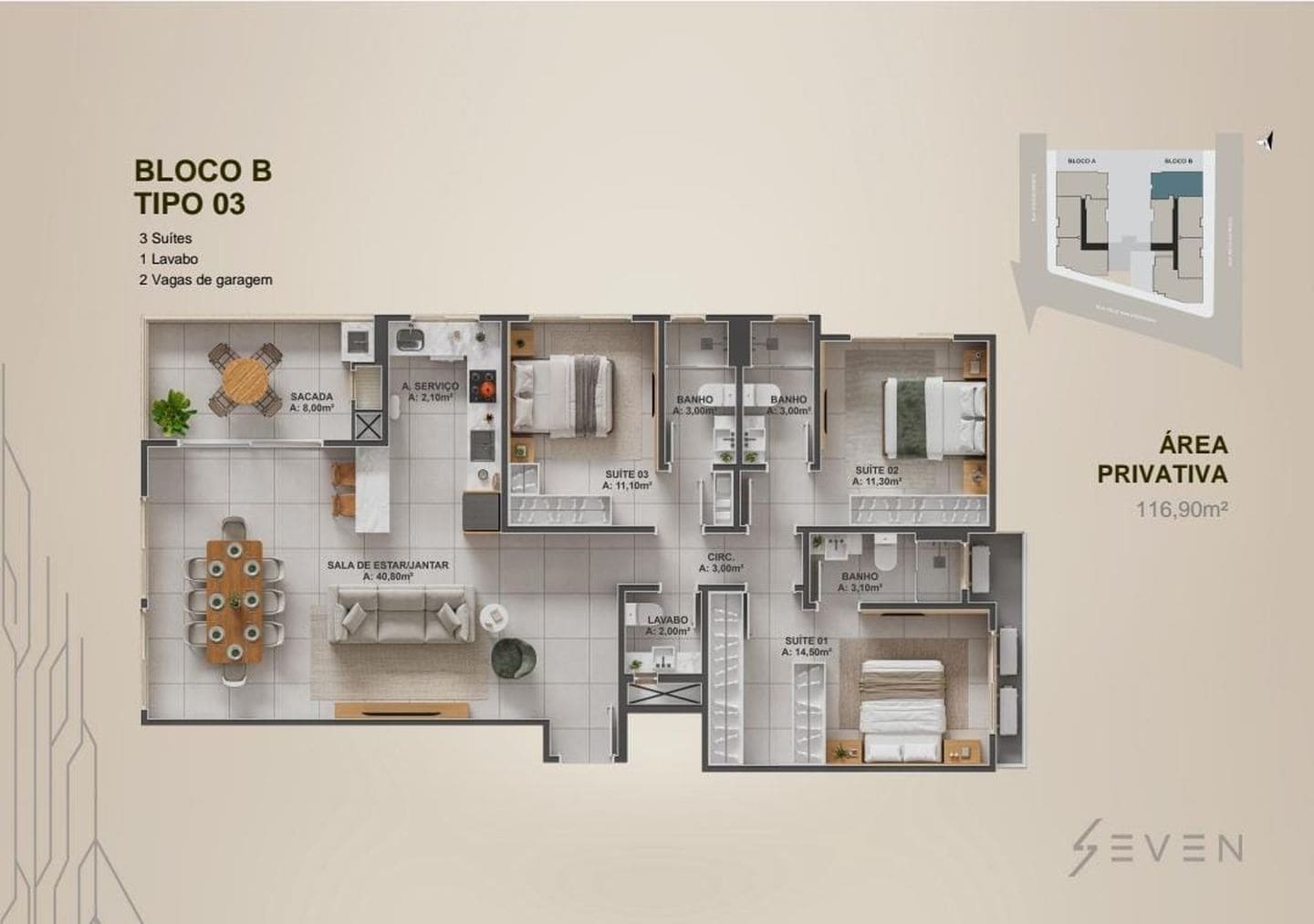 Planta 4 do Seven em Porto Belo SC