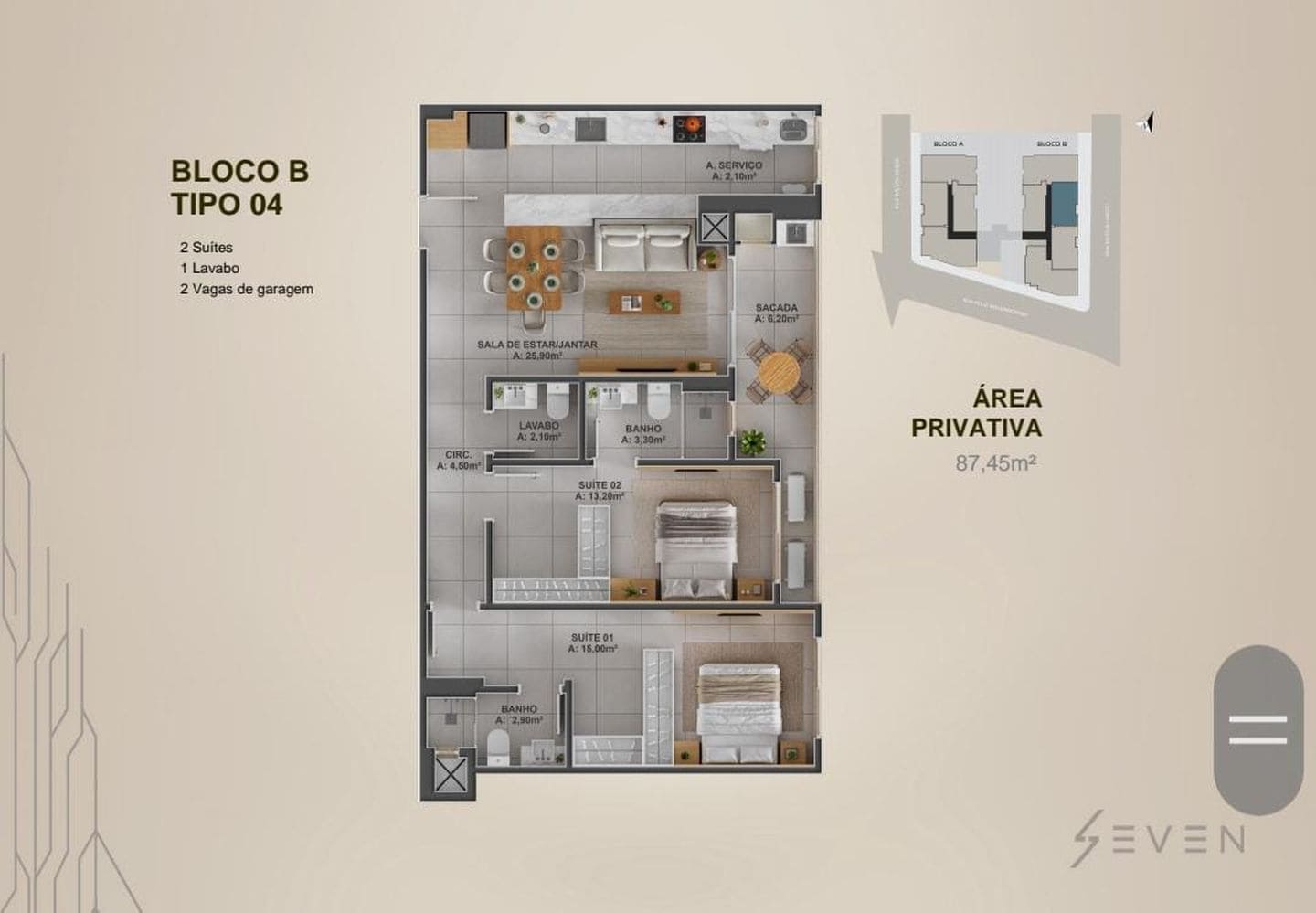 Planta 3 do Seven em Porto Belo SC