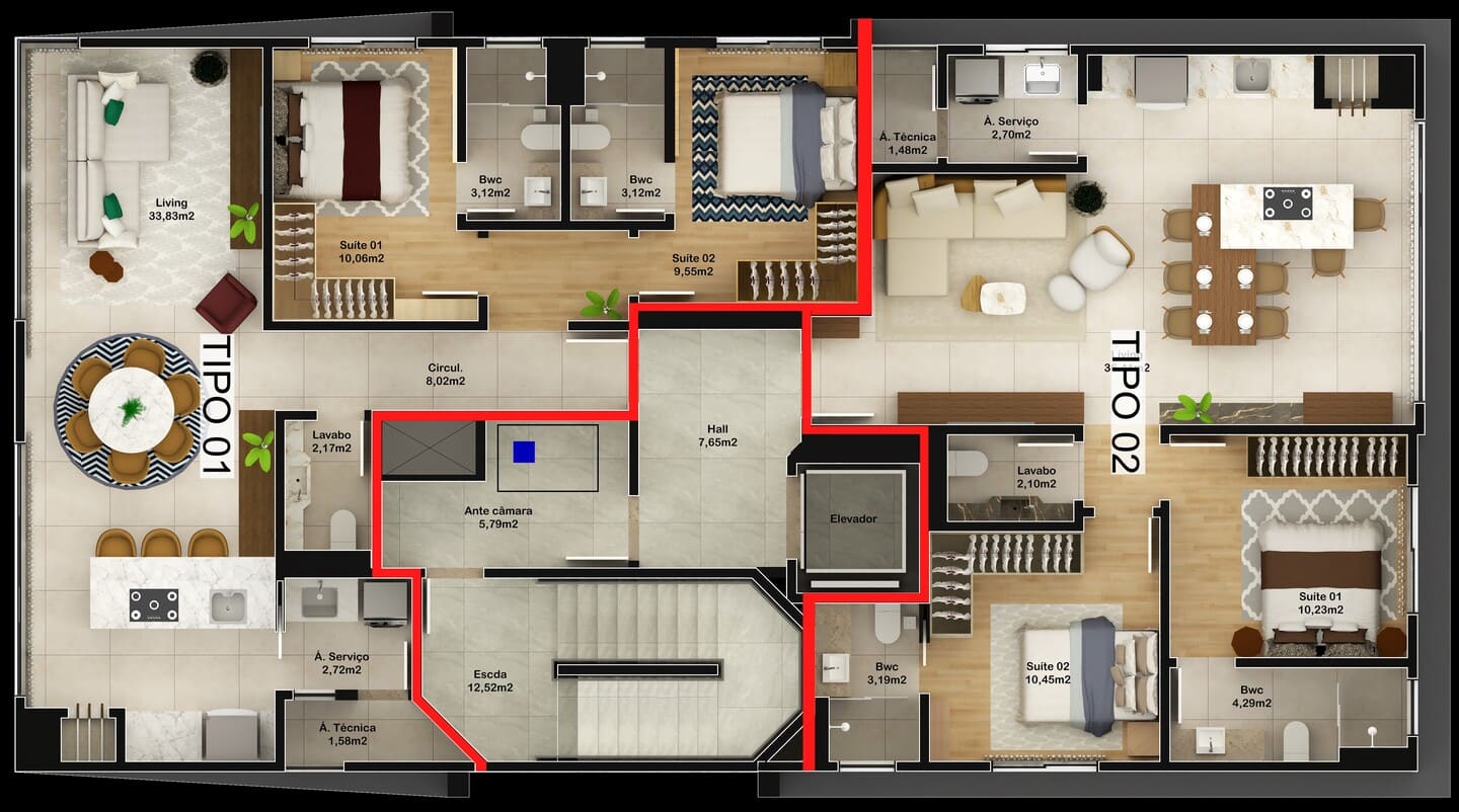 Planta 2 do Siesta Beach Residence em Porto Belo SC