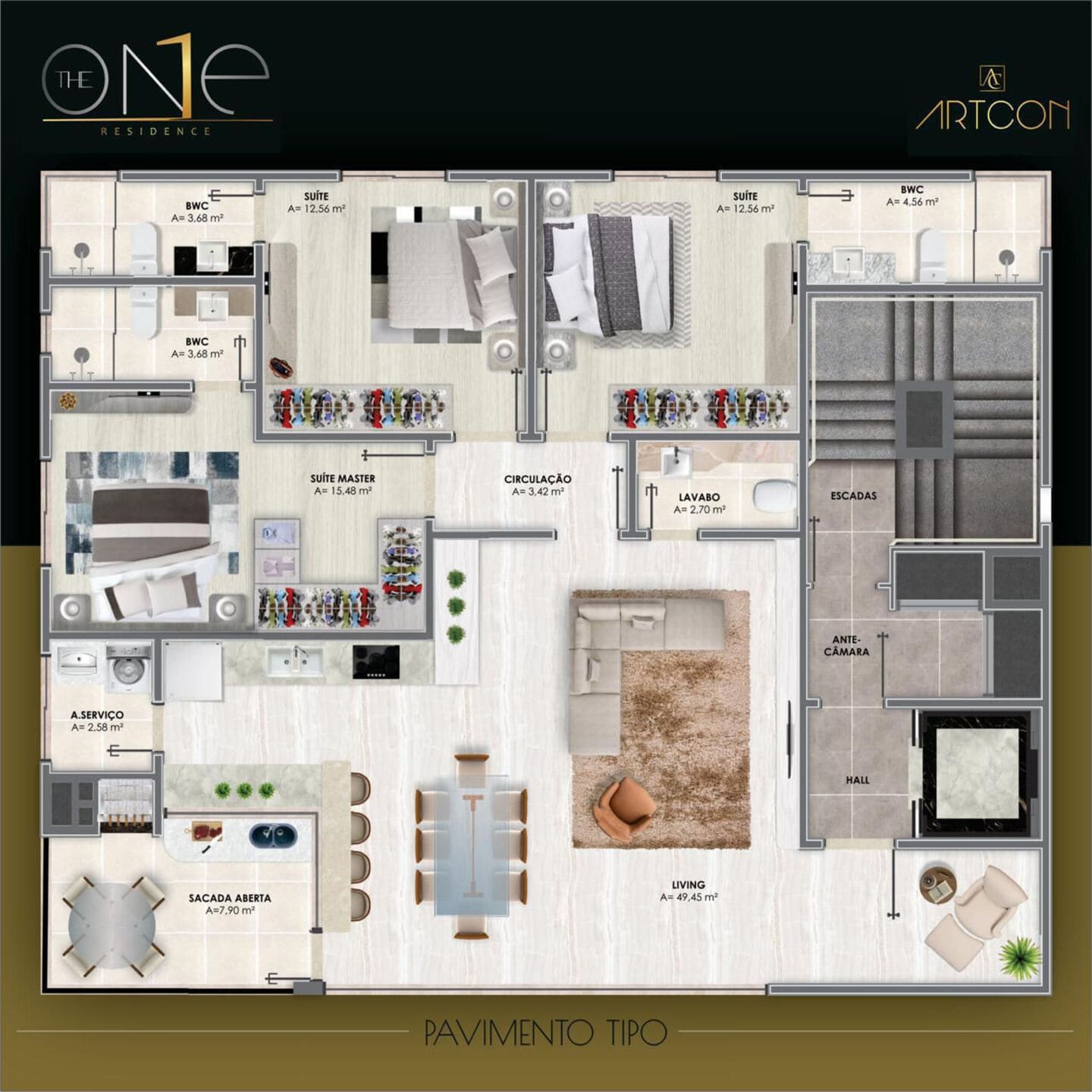 Planta 1 do The One Residence em Porto Belo SC