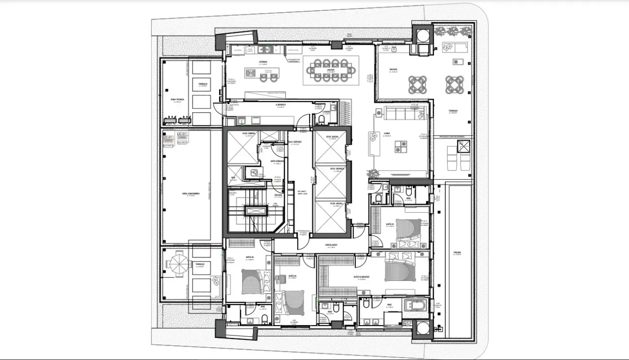 Apartamento Garden suspenso Edifício Tonino Lamborghini com 4 suítes em Balneário Camboriú — foto 12
