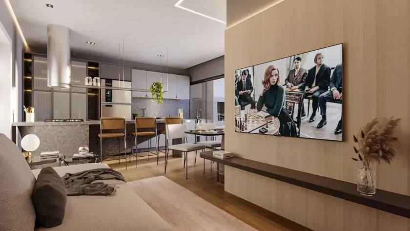 Apartamento na planta com 2 dormitórios sendo 1 suíte e 1 vaga de garagem na Praia Brava