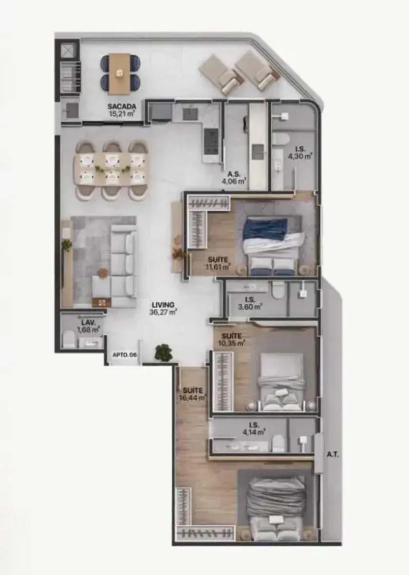 Apartamento Vista Mar na planta com 3 suítes e 2 vagas de garagem em Itajaí — foto 5