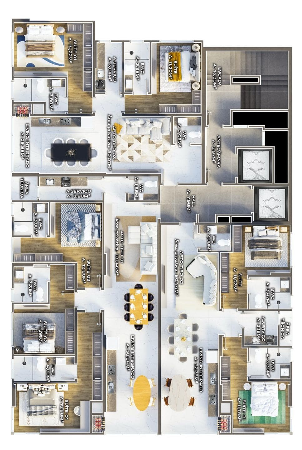 Planta 1 do Arpoador Residence em Porto Belo SC