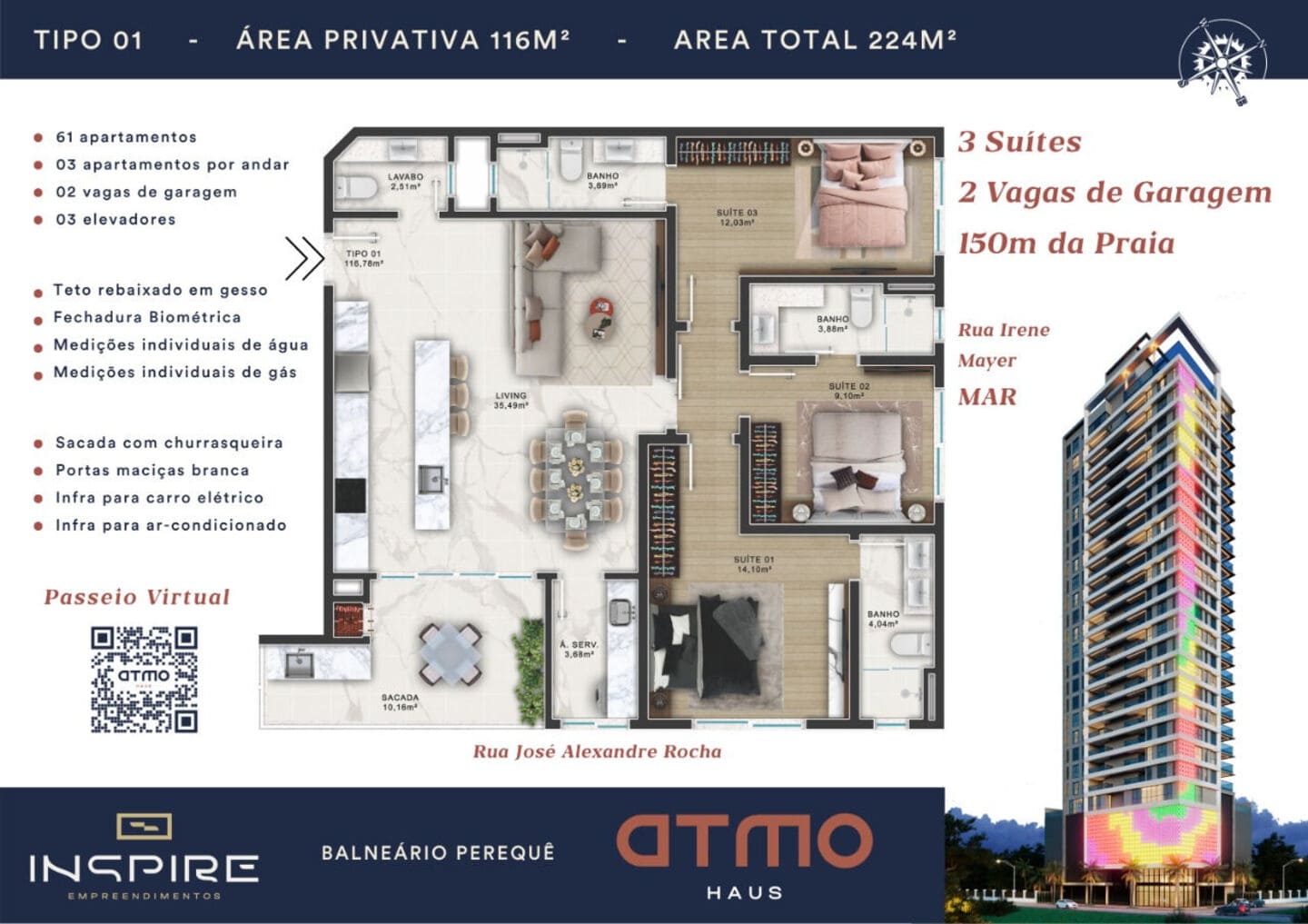 Planta 1 do Atmo Haus em Porto Belo SC