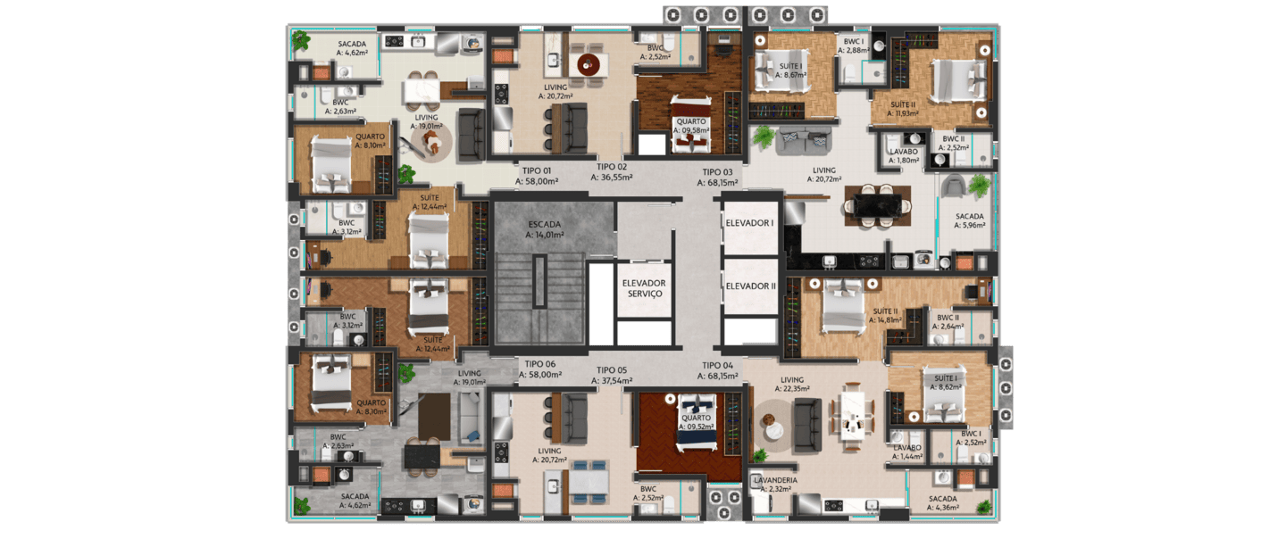 Planta 1 do Bravie Residence em Porto Belo SC