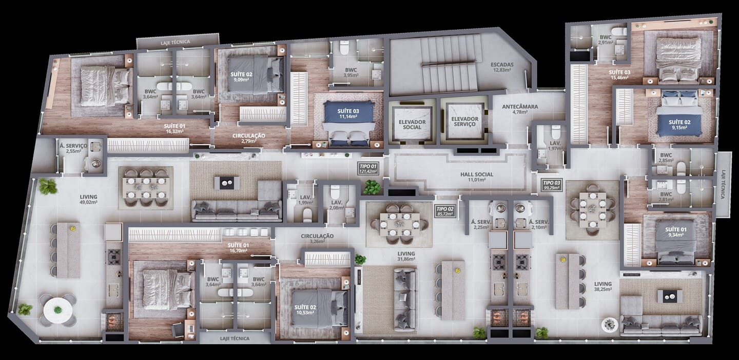 Planta 3 do Residencial Astral em Porto Belo SC