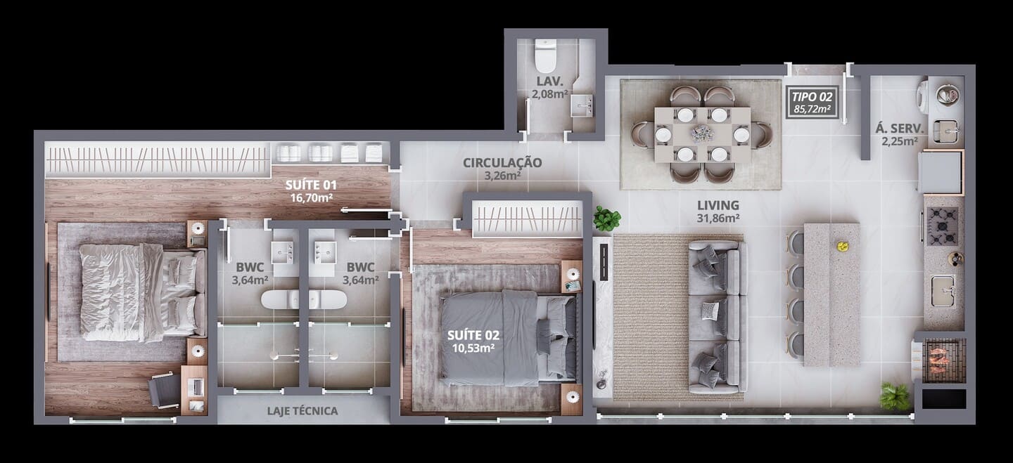 Planta 1 do Residencial Astral em Porto Belo SC