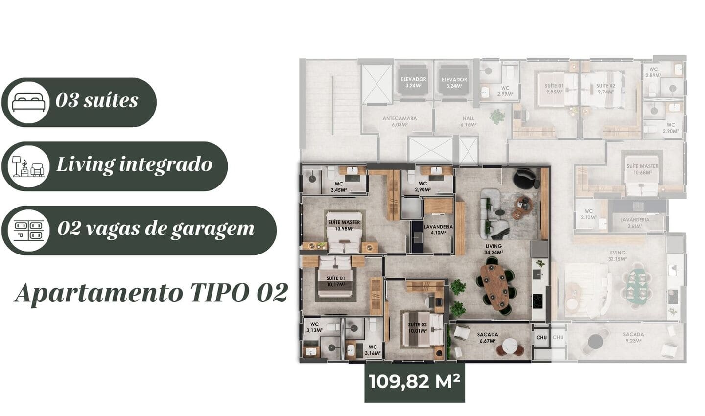 Planta 2 do Residencial Porto Veneza em Porto Belo SC