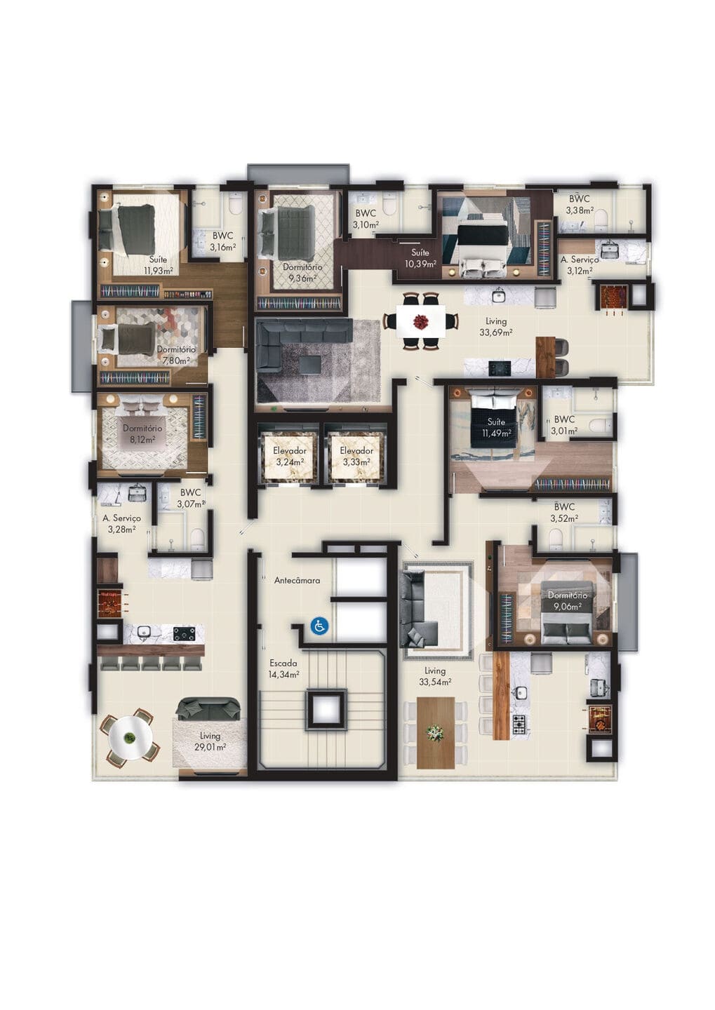 Planta 1 do Stelle Marine Residence em Porto Belo SC
