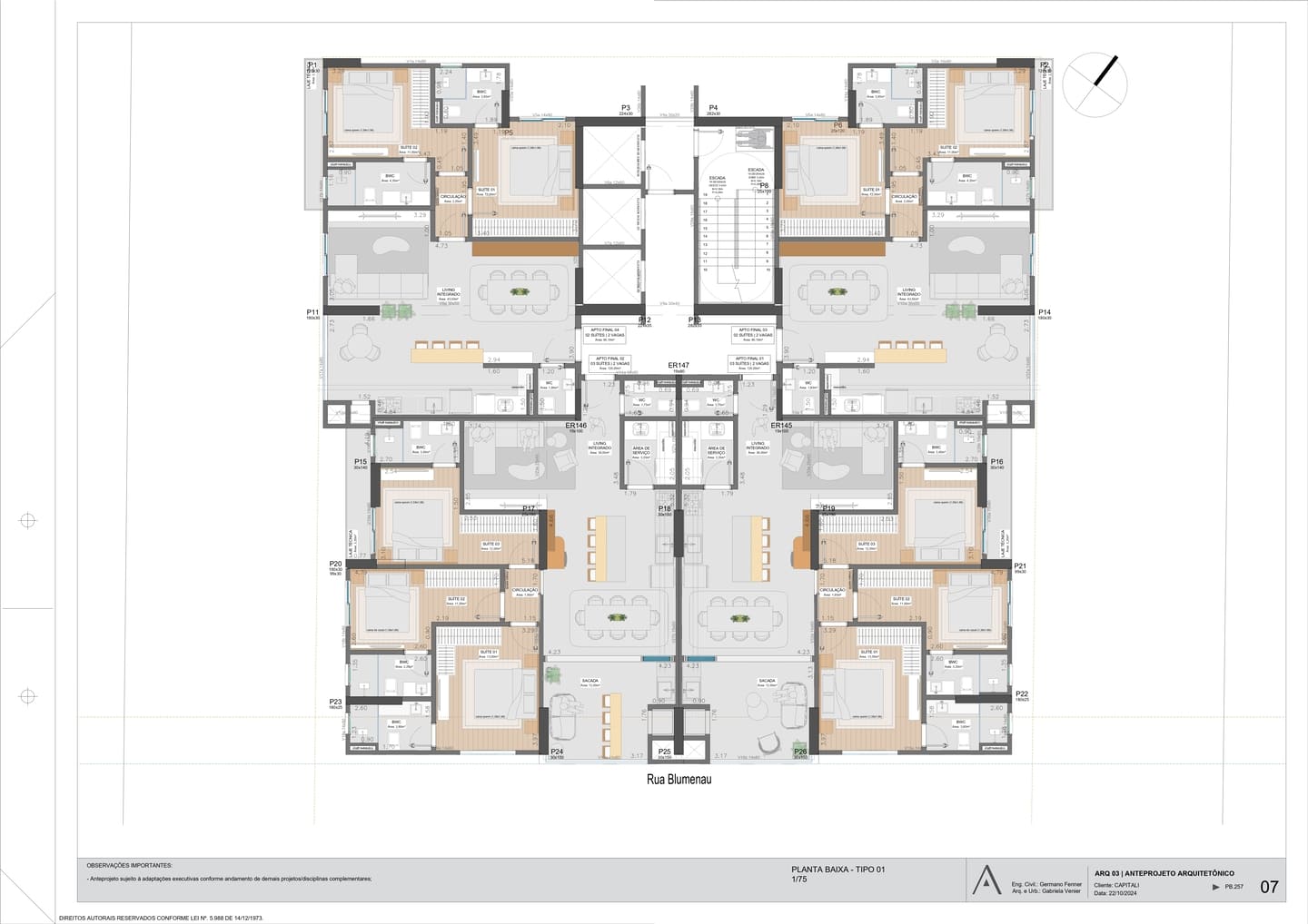 Planta 1 do Tívoli Residence em Porto Belo SC
