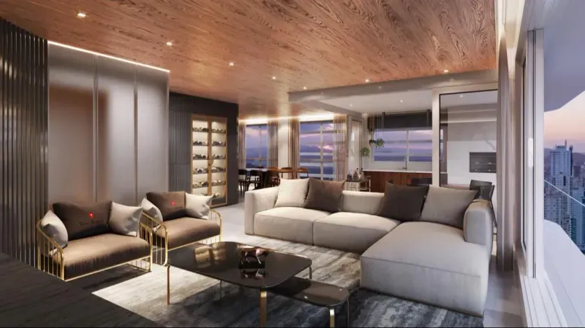 Apartamento quadra mar com 4 suítes e 3 vagas de garagem em Balneário Camboriú