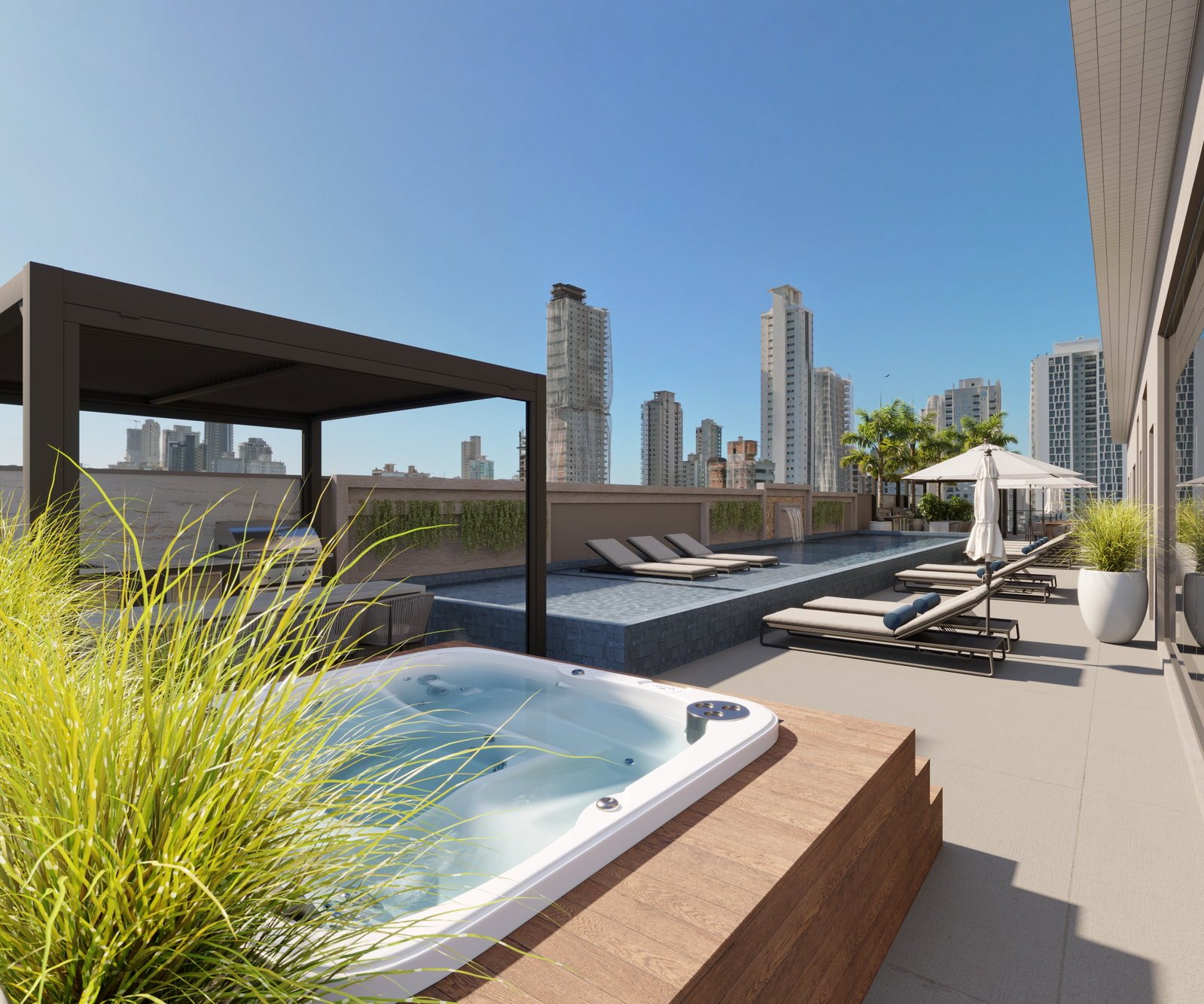 14 Bis Home Club — piscina principal, Planer Empreendimentos, Jardim Dourado, Porto Belo SC